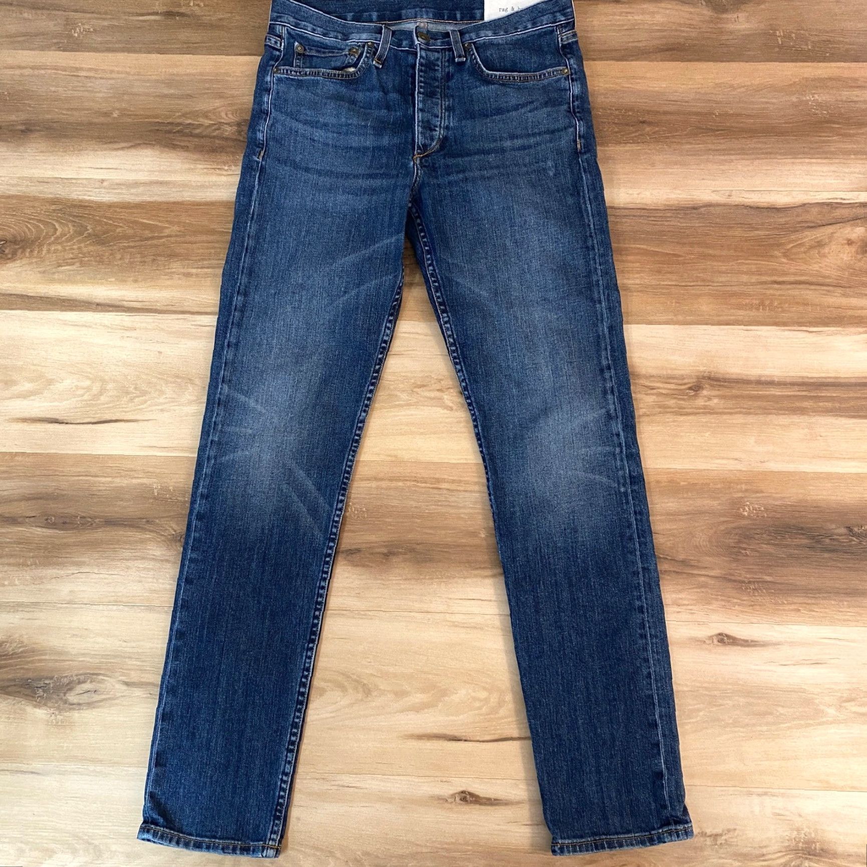 Rag & Bone Rag & bone Slim Jeans Mens 30 x 32 Blue Wash Button Fly Denim Cotton Polyester Blend Slim Fit Jeans Men Blu Size US 30 / EU 46 - 2 Thumbnail