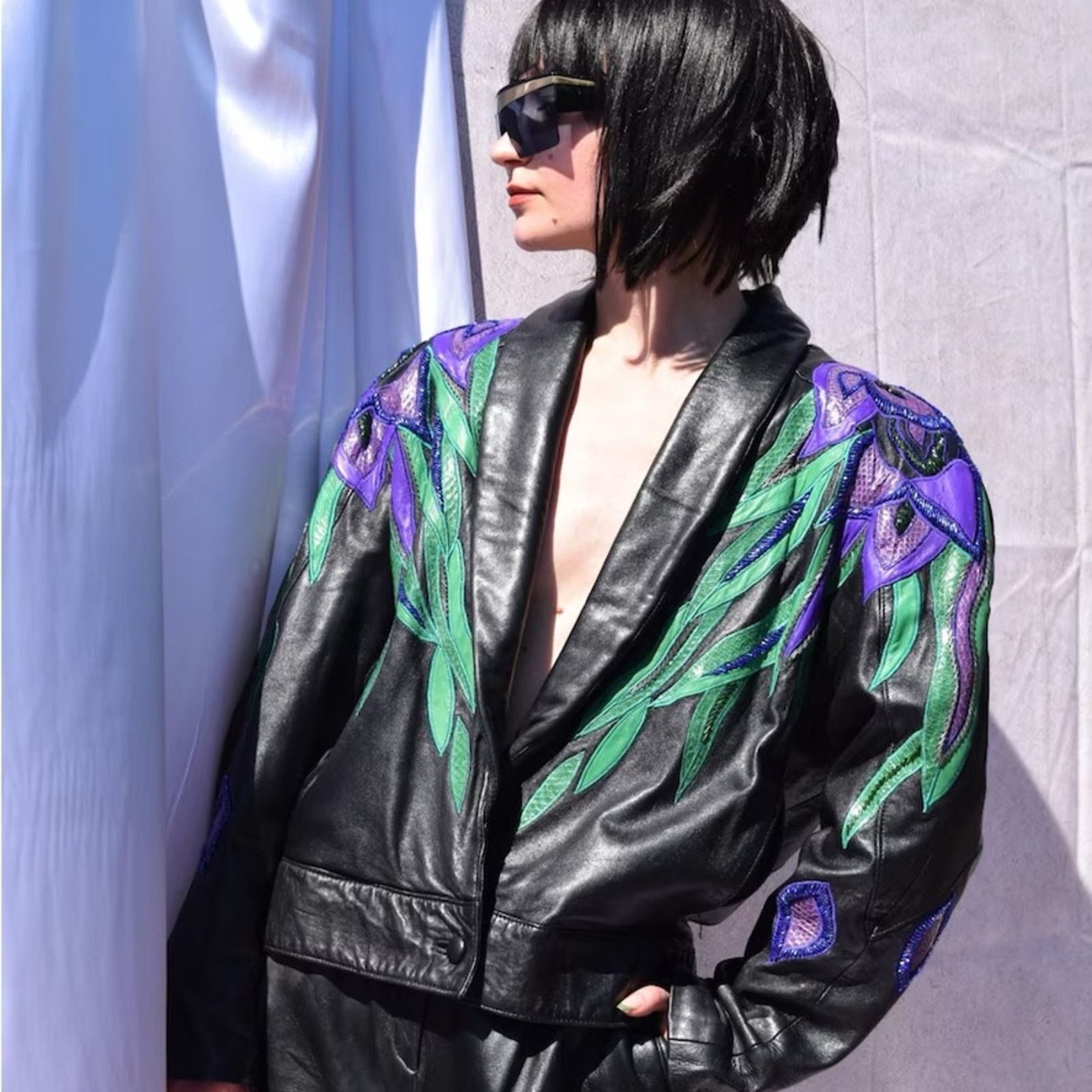 Other ERES iris flower established leather skin jacket size M Size M / US 6-8 / IT 42-44 - 2 Thumbnail