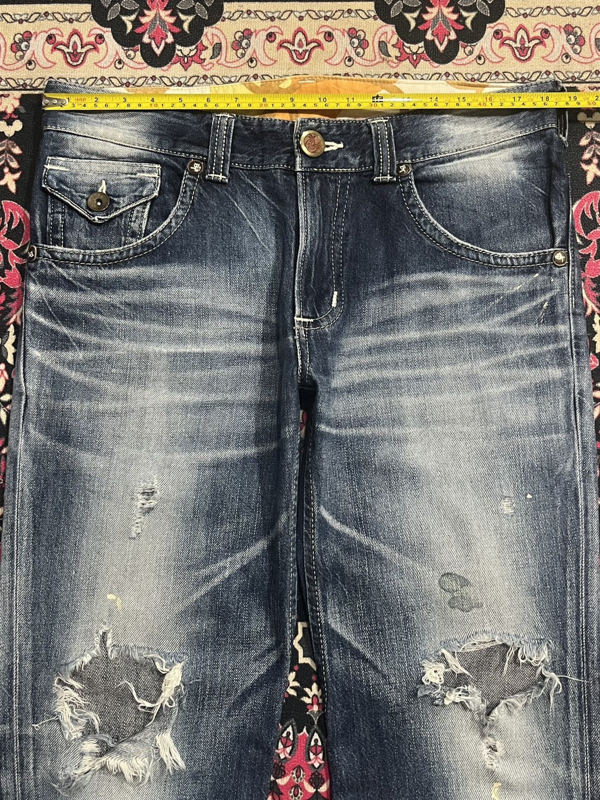 Tornado Mart ⚡️Flare⚡️Vintage Edwin Blue Trip Blowout Distressed Blue Jeans Size US 34 / EU 50 - 13 Thumbnail