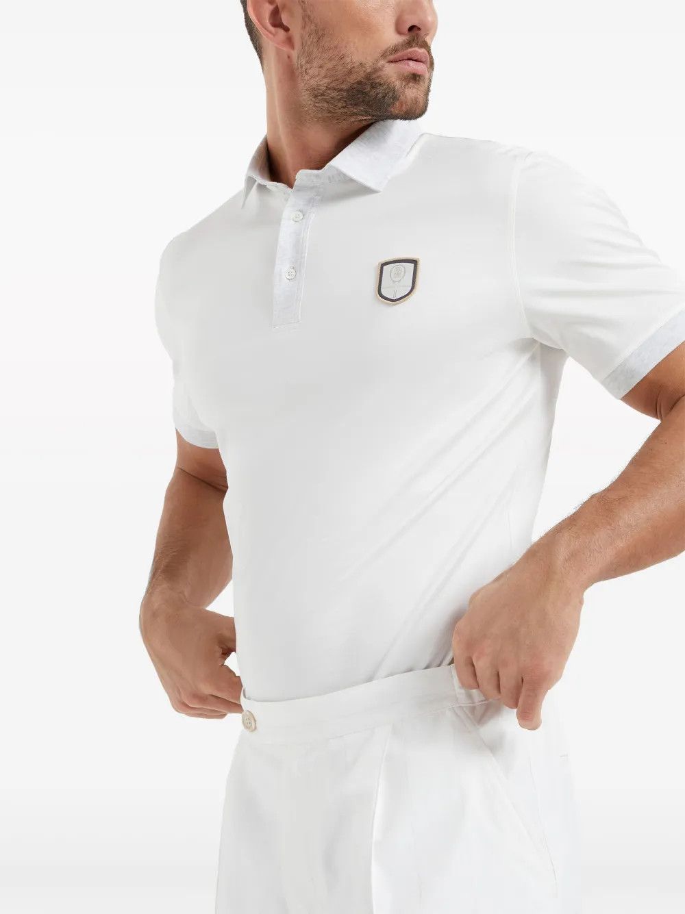 Brunello Cucinelli o1la1rc1a0325 Polo T-Shirt in White Size US M / EU 48-50 / 2 - 3 Thumbnail
