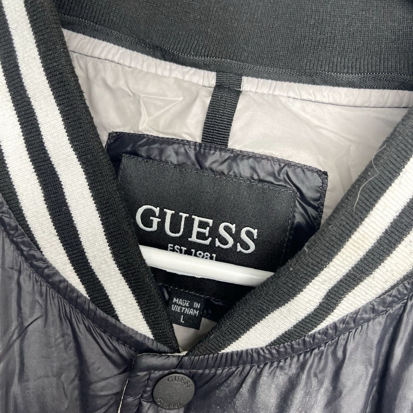 Guess GUESS Puffer Jacket Mens Large Softshell Quilted Varsity Black Outdoor Jacket Coat Size US L / EU 52-54 / 3 - 7 Thumbnail
