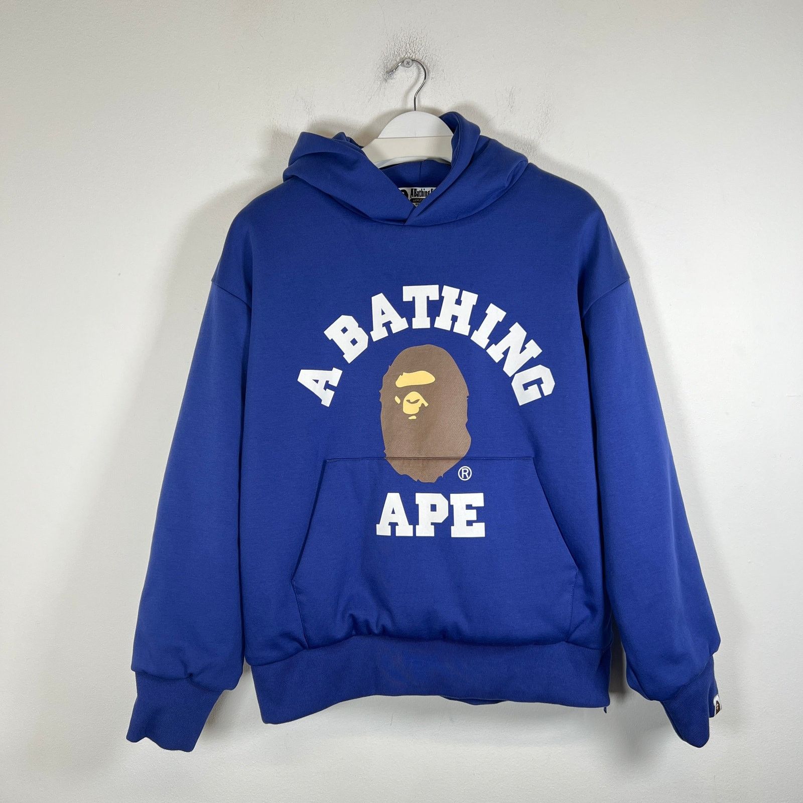 Bape Blue Ape College Logo Puffer Hoodie Size M