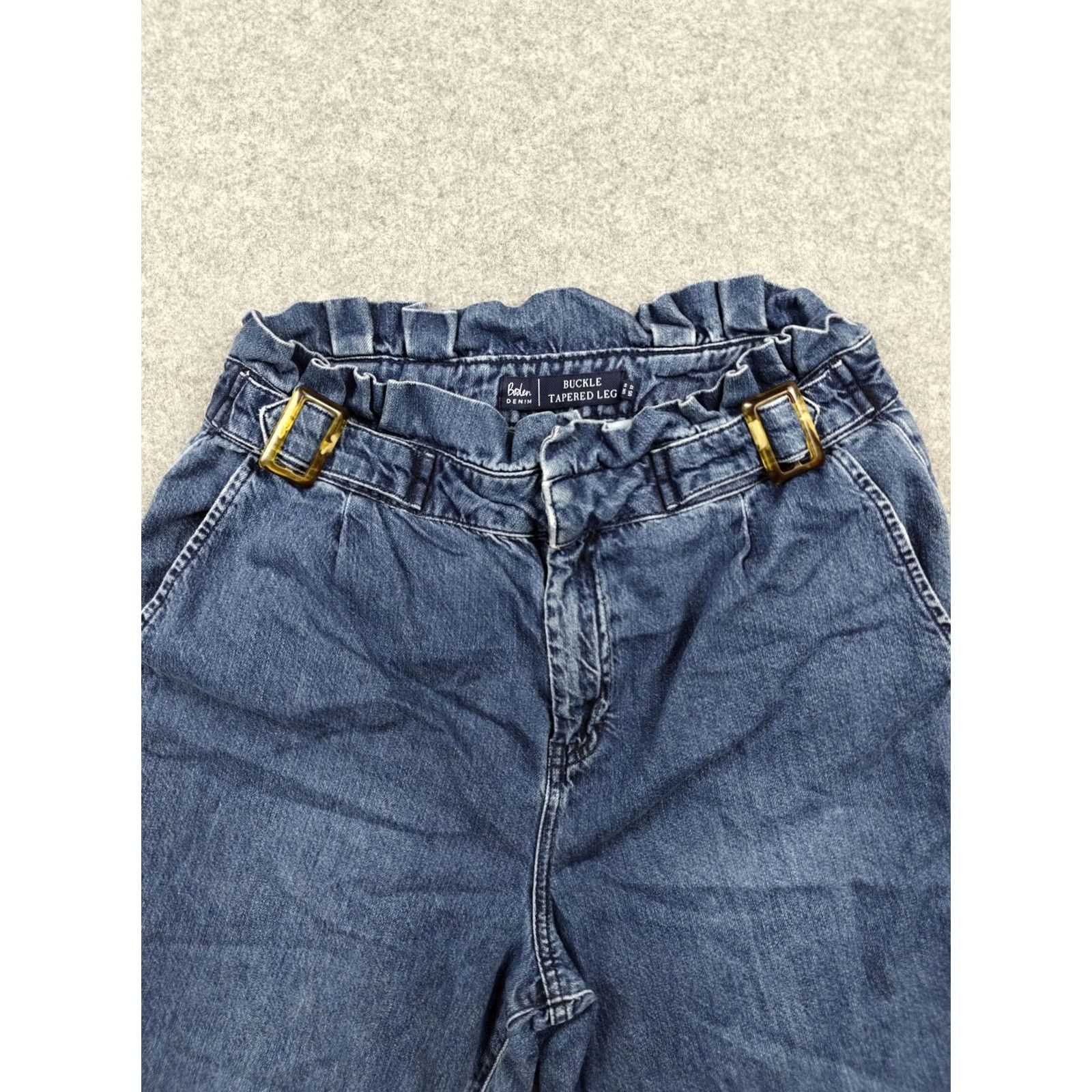 Boden Boden Buckle Tapered Leg Jeans Womens 12 Blue High Rise Adjustable Waist Denim Pants Size 34" / US 12 / IT 48 - 2 Thumbnail