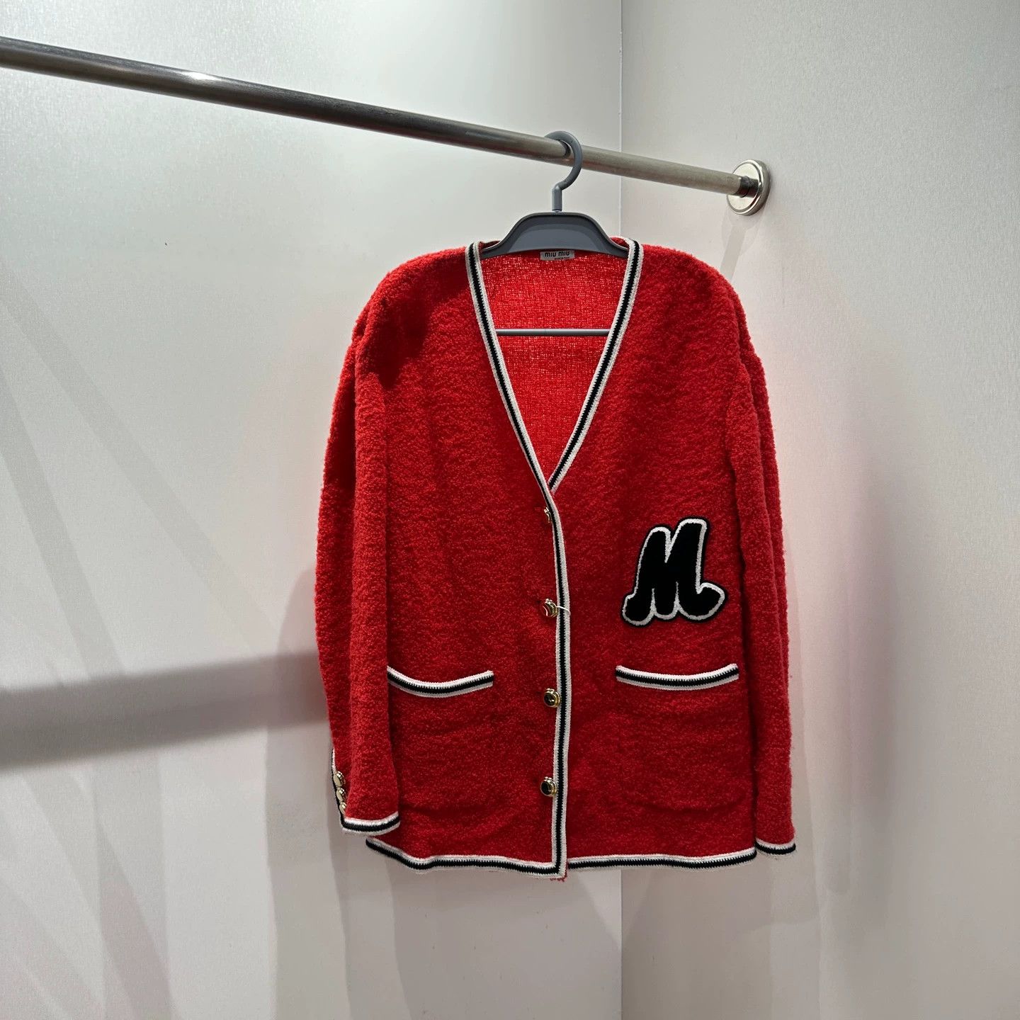 Miu Miu MIU MIU logo gold button wool knit 36 cardigan Size XS / US 0-2 / IT 36-38 - 1 Thumbnail