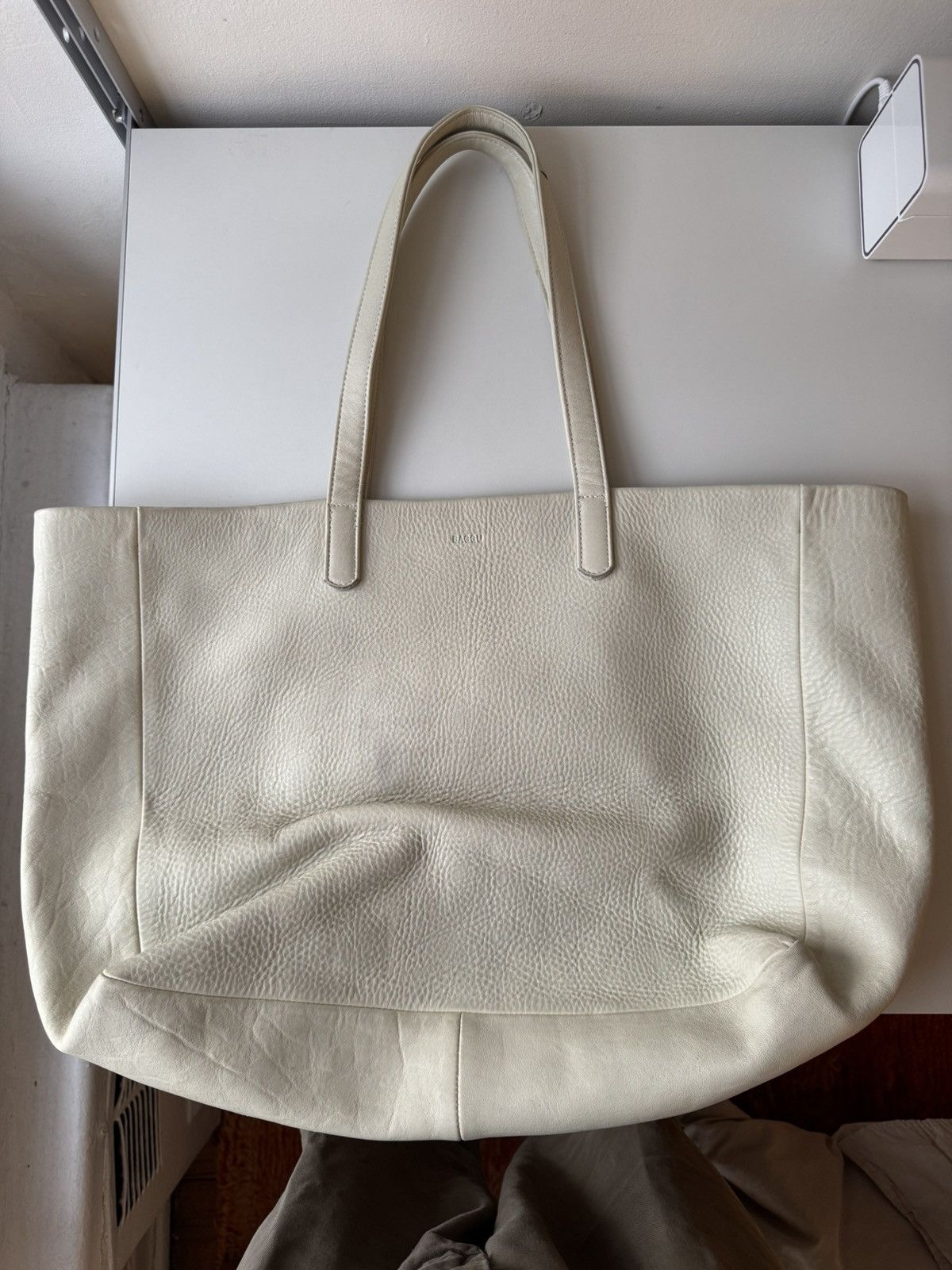 Baggu Baggu Tote Bag Ivory Natural Milled Leather Double Handle Size ONE SIZE - 7 Thumbnail