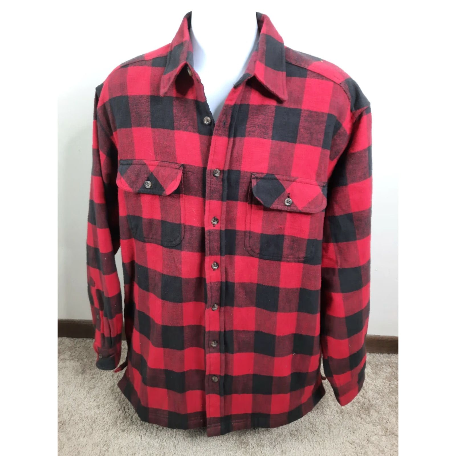 Vintage VINTAGE Hazel Creek Shirt Coat Jacket Quilted Lined Red Plaid Flannel Cotton Large LT Men Big & Tall Casual Outdoors Enduring Comfort Mens Size US L / EU 52-54 / 3 - 5 Thumbnail