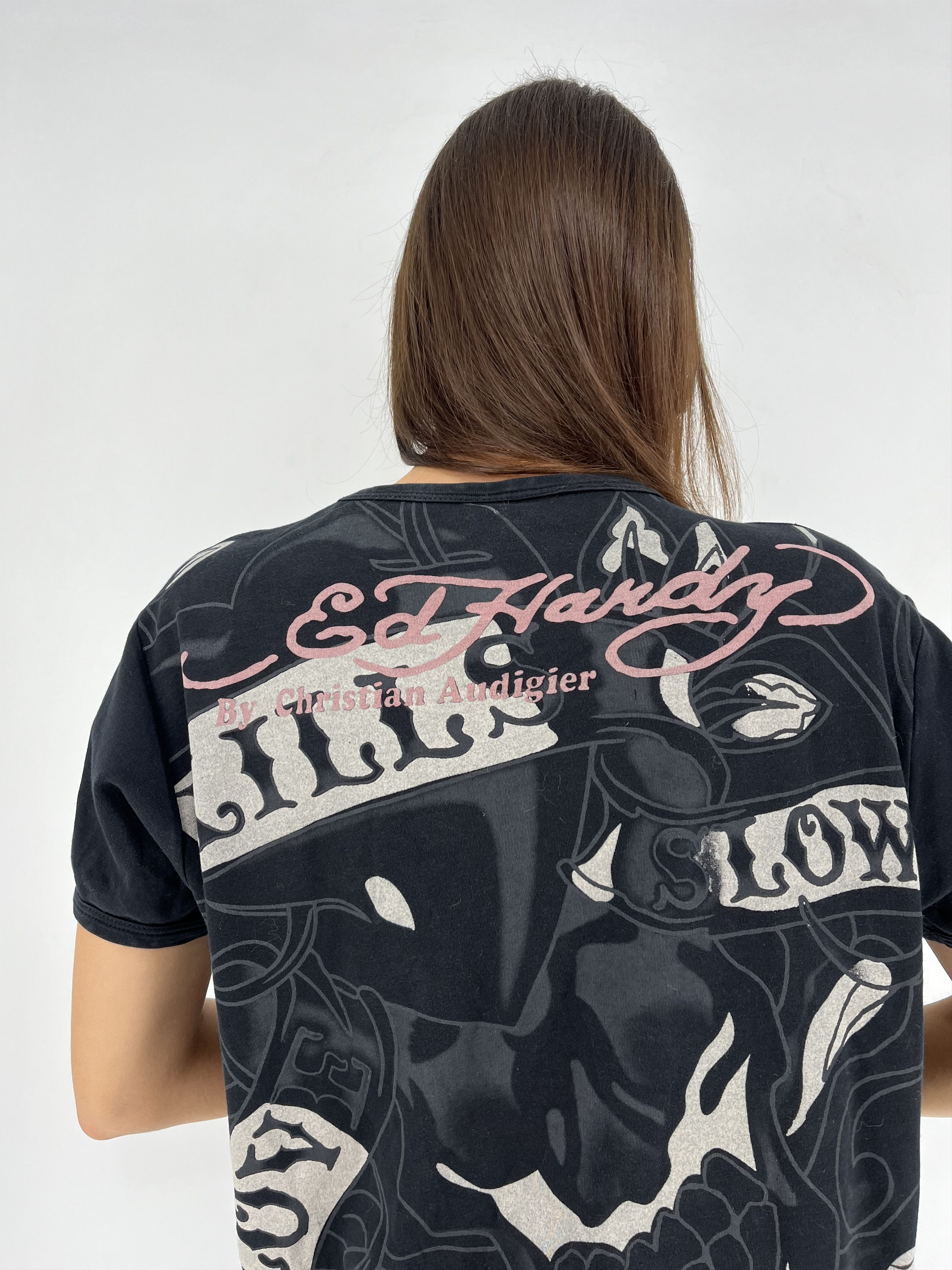 Affliction Vintage Y2K Christian Audigier Women’s Rhinestones T-Shirt Size L / US 10 / IT 46 - 9 Thumbnail