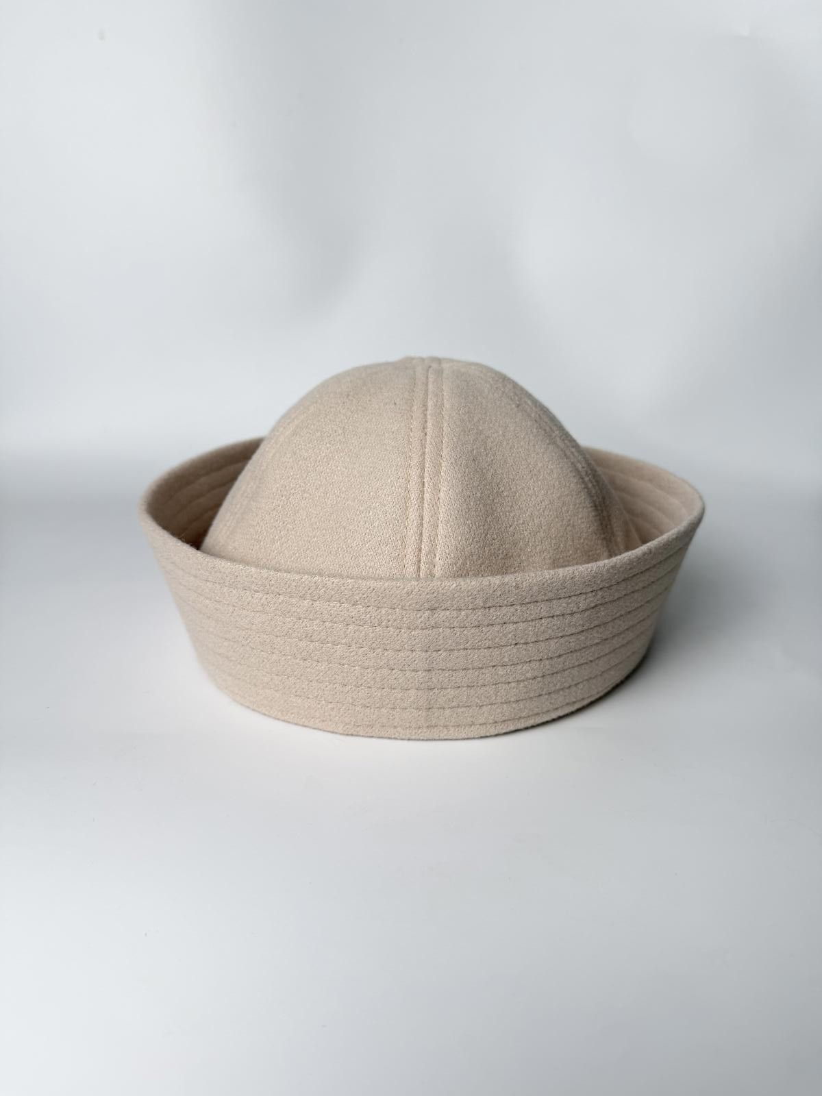 Japanese Brand Beige Wool Eyelet Beret Sailor Hat Y2K French Girl Size ONE SIZE - 7 Thumbnail