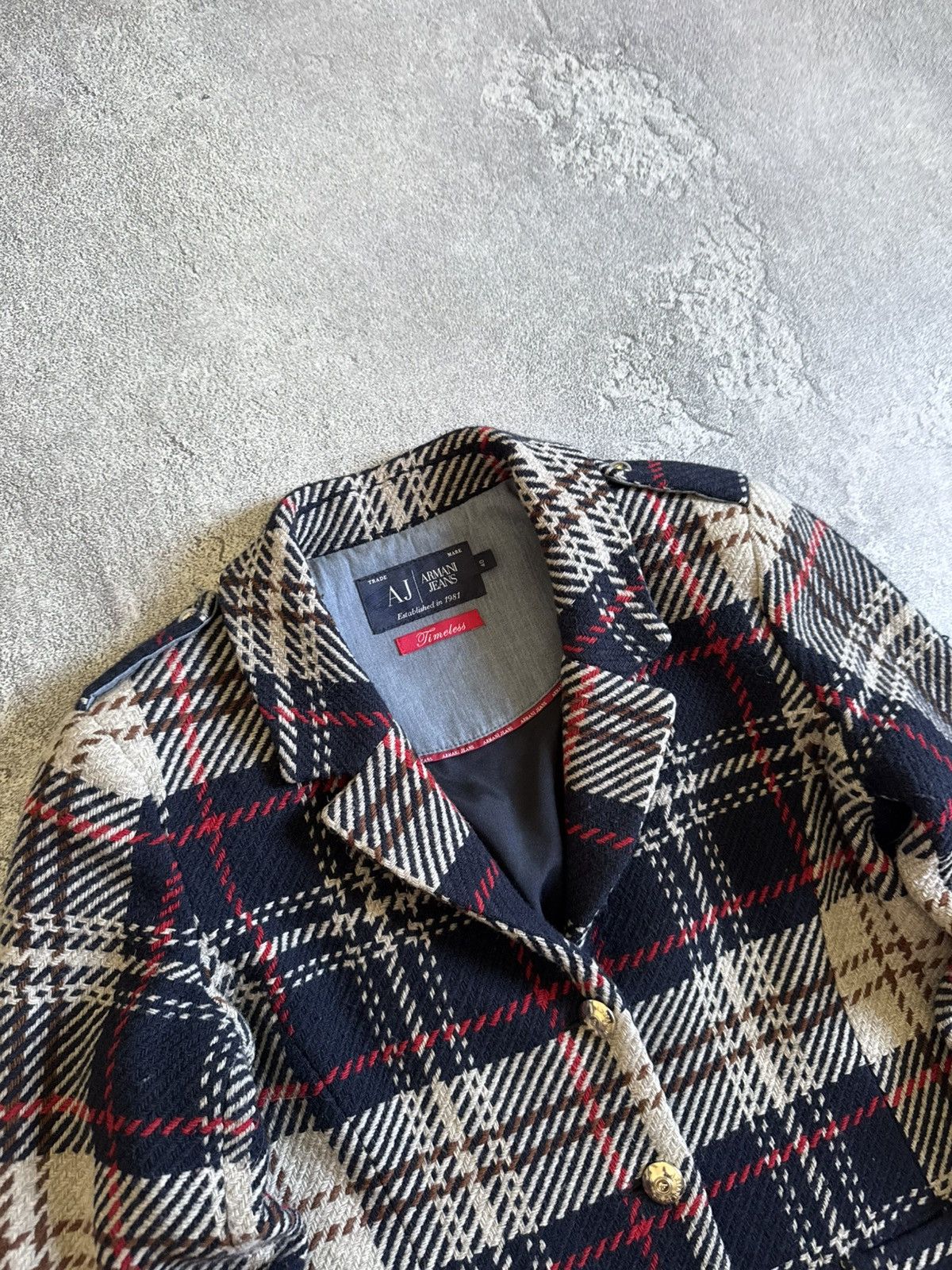 Armani Armani Jeans USA4/EU40 wool Chekered jacket blazer casual Size S / US 4 / IT 40 - 2 Thumbnail