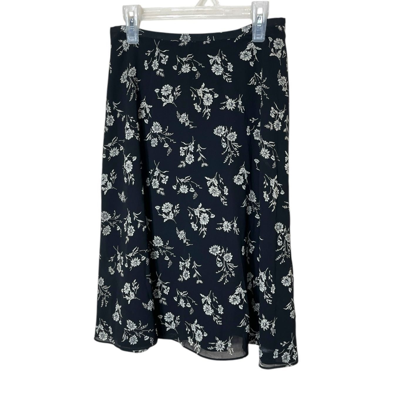 Other Vintage Liz Claiborne 90s Y2K Black Flower Print Knee Length Size 27" / US 4 / IT 40 - 1 Thumbnail