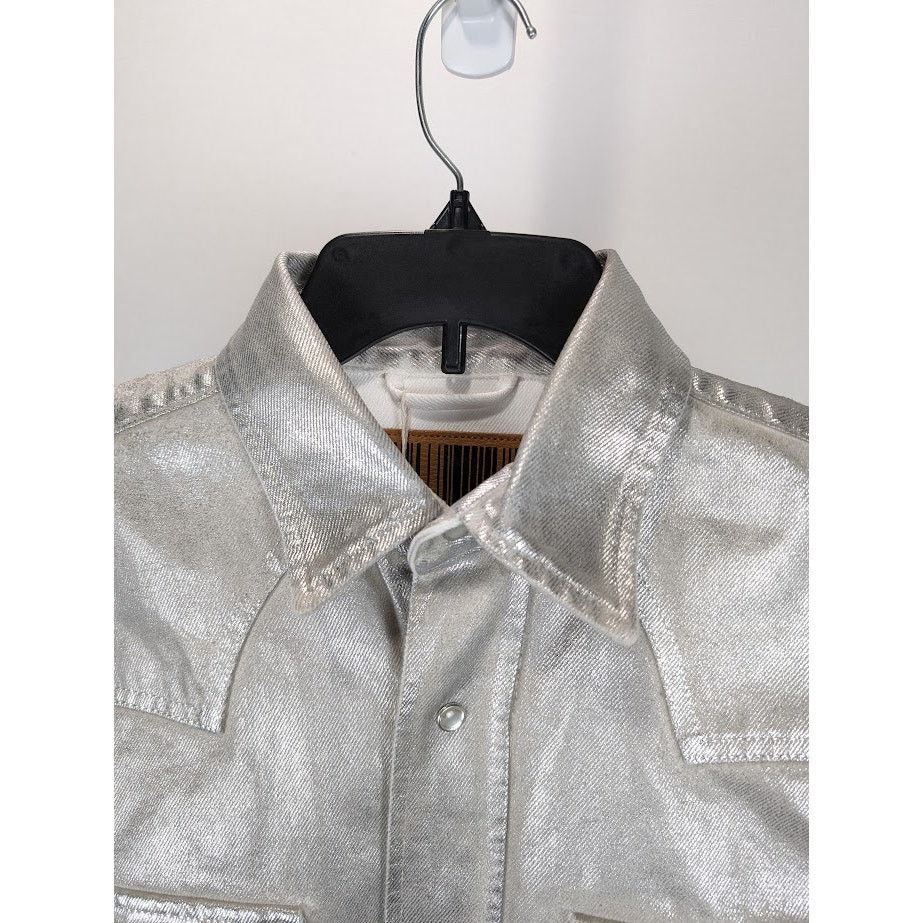 VTMNTS o1rshd1 Metallic Denim Shirt in Metallic Silver Size US M / EU 48-50 / 2 - 4 Thumbnail