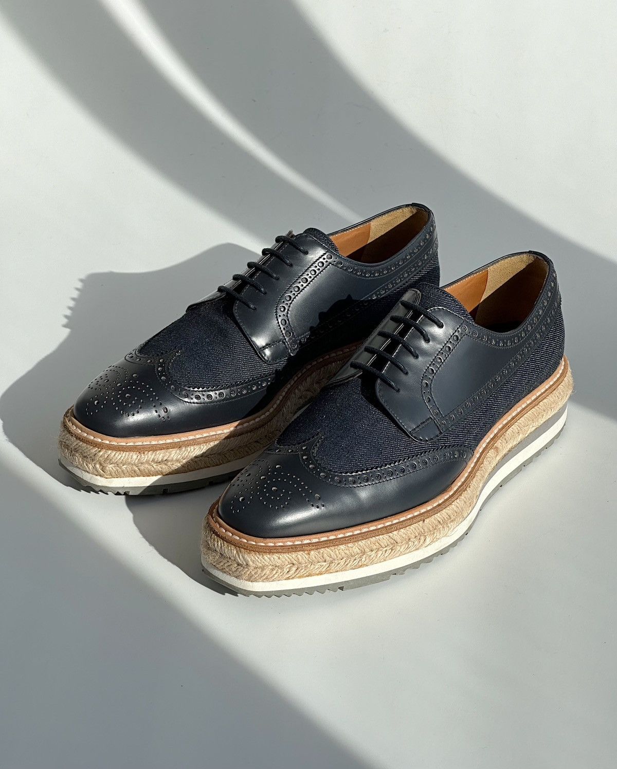 Prada PRADA 2015 Denim Platform Brogues Shoes 2EG015 runway punk Size US 9 / EU 42 - 6 Thumbnail