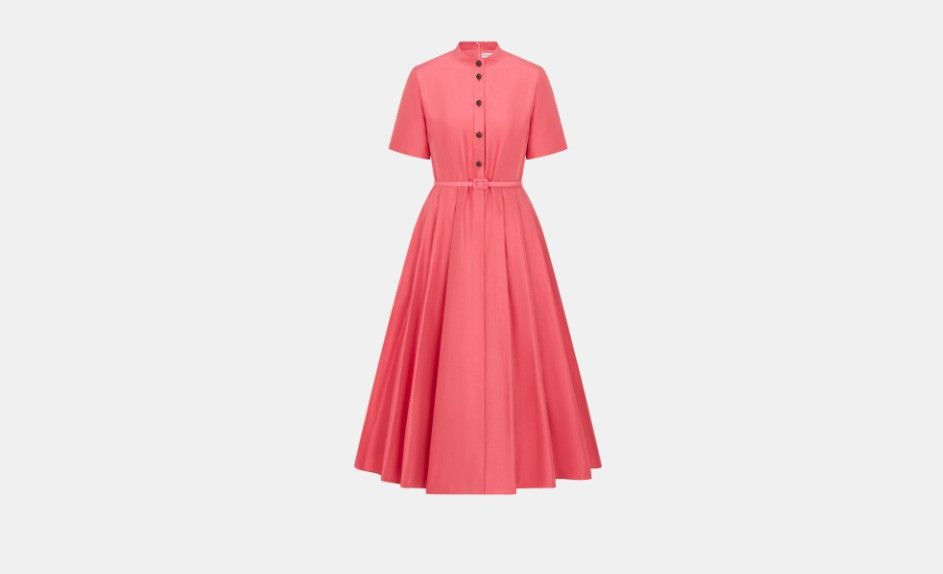 Dior o1w1db10824 Belted Mid-Length Dress in Pink Size L / US 10 / IT 46 - 1 Thumbnail
