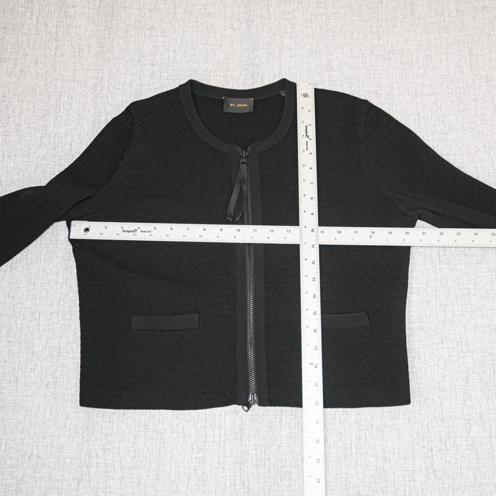 St. John ST. JOHN Collection $895 Black Zip Front Knit Jacket Large Size L / US 10 / IT 46 - 7 Thumbnail
