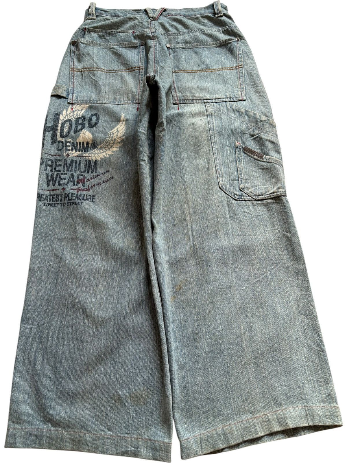 Hobo × JNCO × Japanese Brand Vintage Hobo Mud Wash Cargo Carpenter Loose Baggy Jeans Size US 29 - 2 Thumbnail