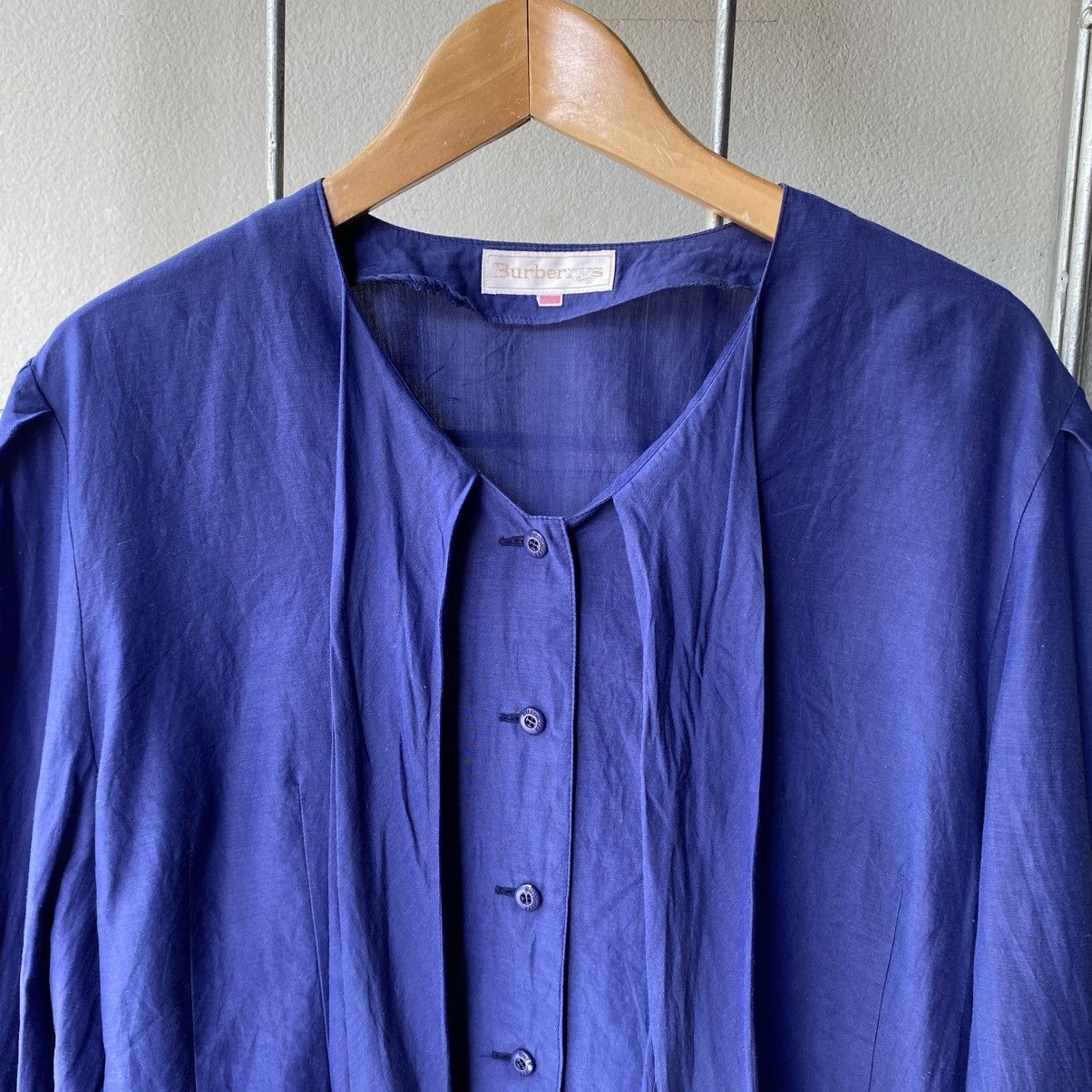Burberry BURBERRYS Vintage Royal Blue Bow Blouse Size M / US 6-8 / IT 42-44 - 5 Thumbnail