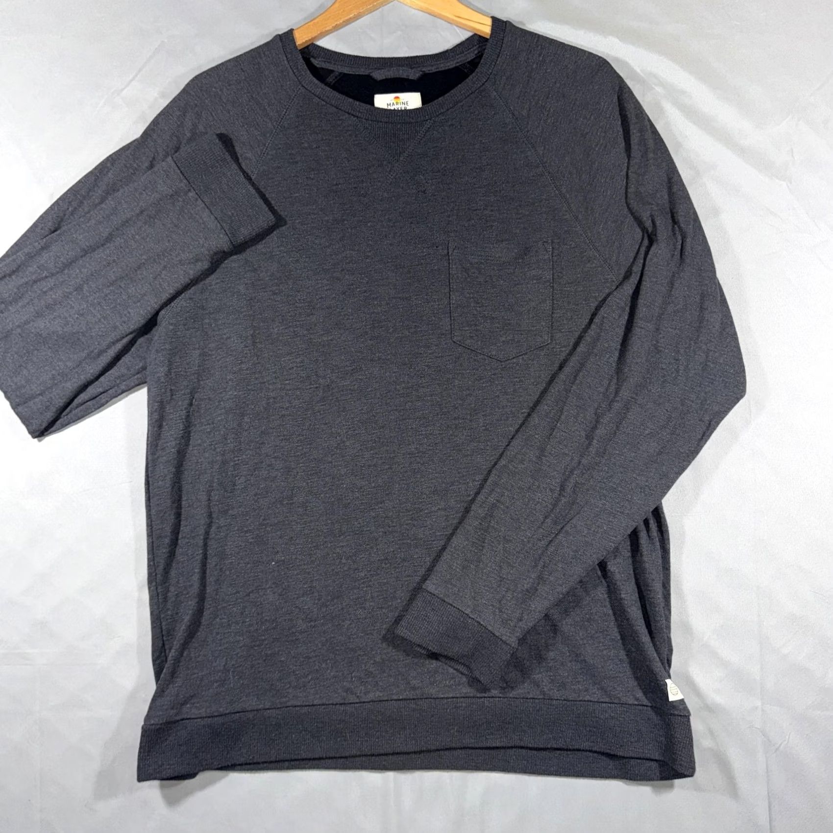 Marine Layer Marine Layer Sweatshirt Mens Large Gray Pocket Crewneck Lightweight Fleece Size US L / EU 52-54 / 3 - 2 Thumbnail