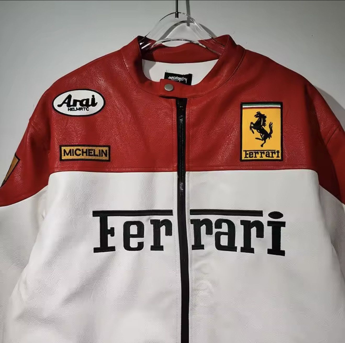 Ferrari Ferrari Racing leather jacket big central logo vintage style ...