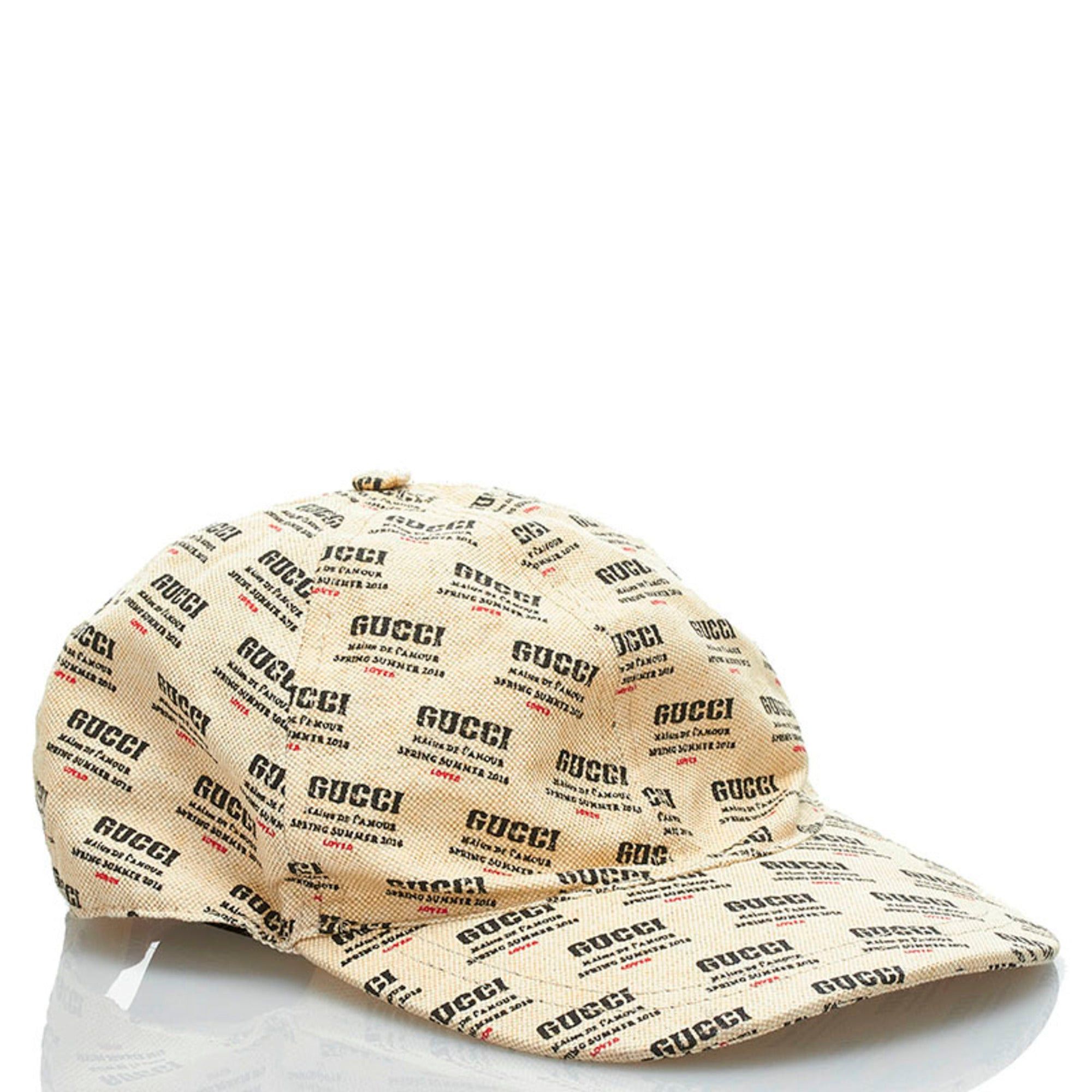 image of Gucci Stamp Baseball Cap White Ivory Rayon Cotton Men's in Black