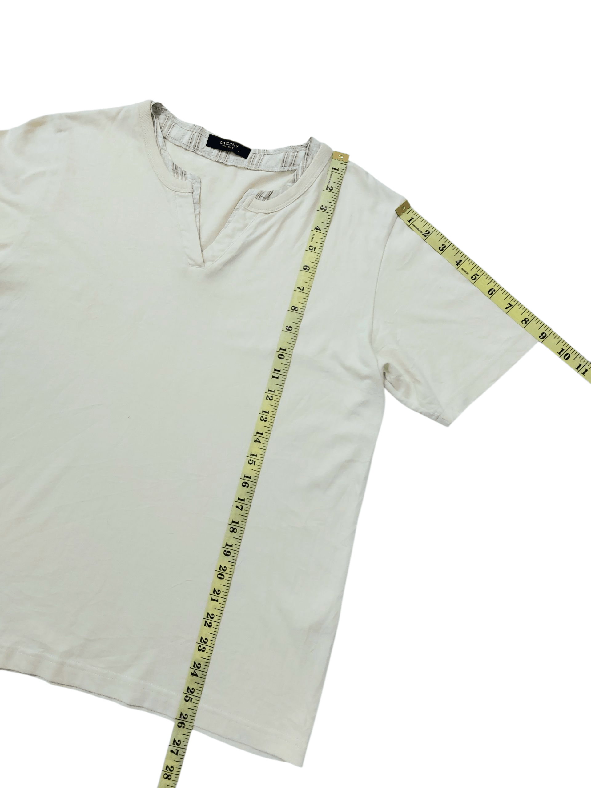 Yohji Yamamoto Sacsny Ysaccs Yohji Yamamoto Split Neck Tee Size US L / EU 52-54 / 3 - 8 Thumbnail