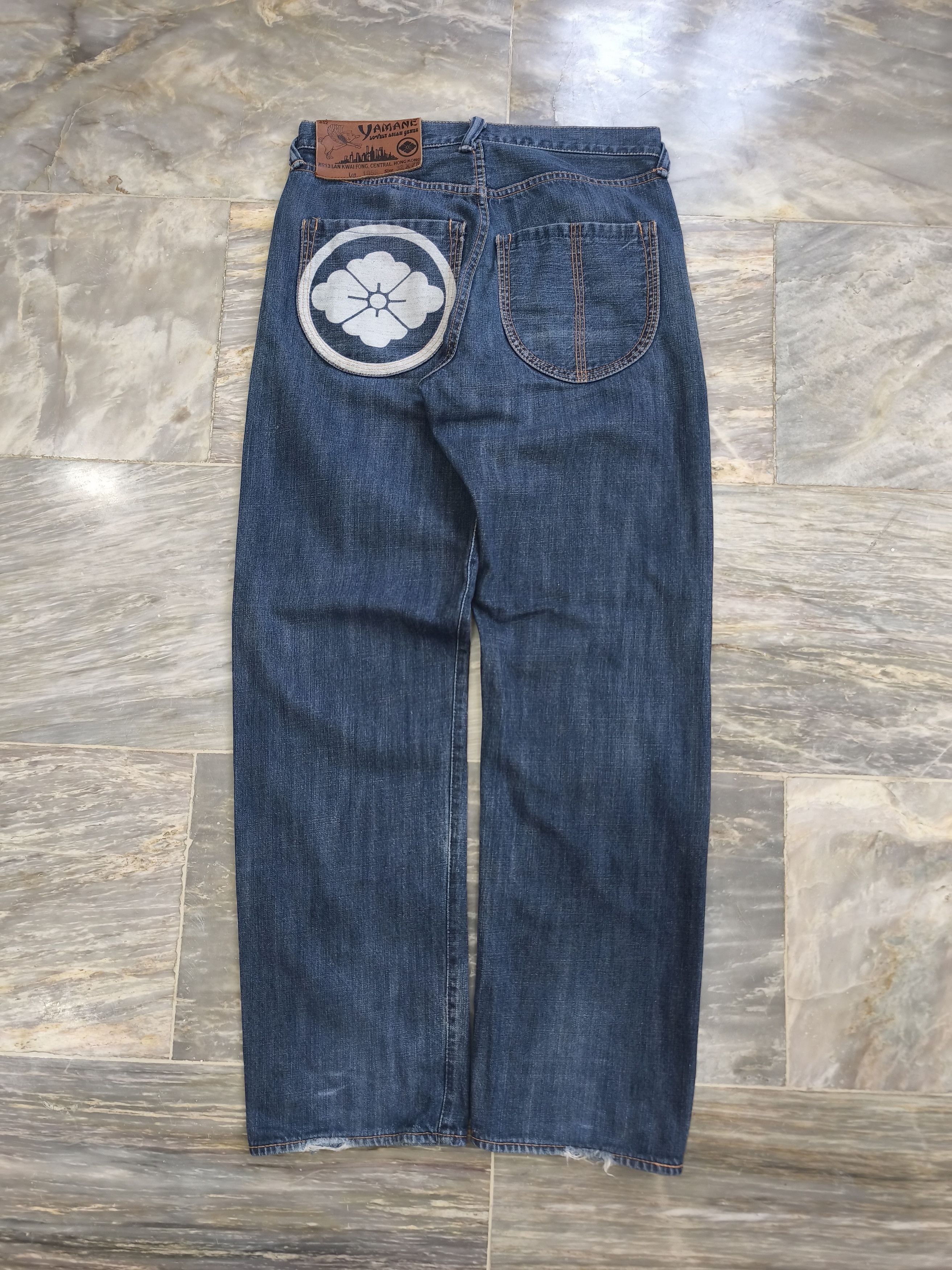 Evisu Yamane Crest Flower Print - Selvedge Denim Pants Size US 32 / EU 48 - 1 Thumbnail