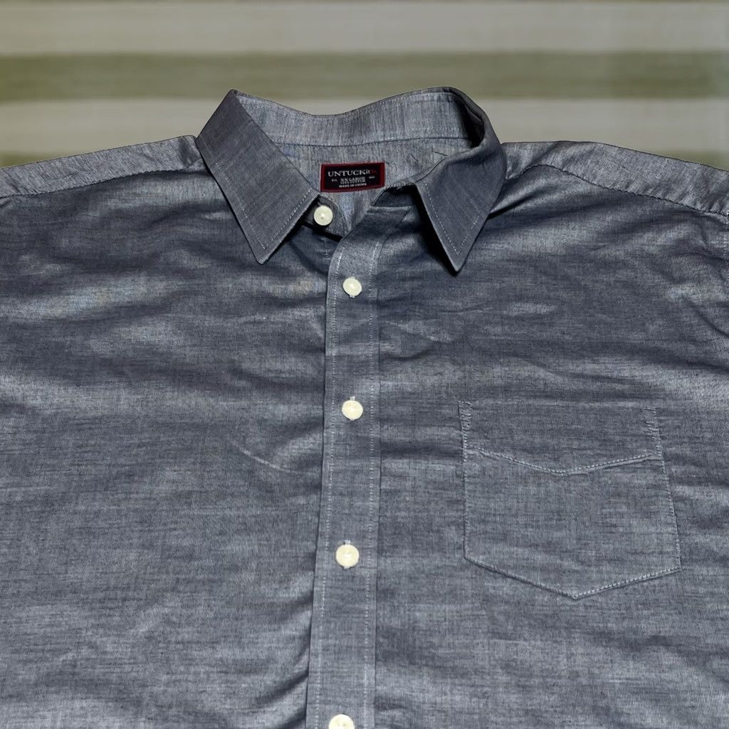 UNTUCKit UNTUCKit Men Button-Up Shirt 2XL Gray Long Sleeve 100% Cotton Button-Up Shirt Gray Classic, Regular Fit, Woven, Collared, Solid Size US XXL / EU 58 / 5 - 1 Thumbnail