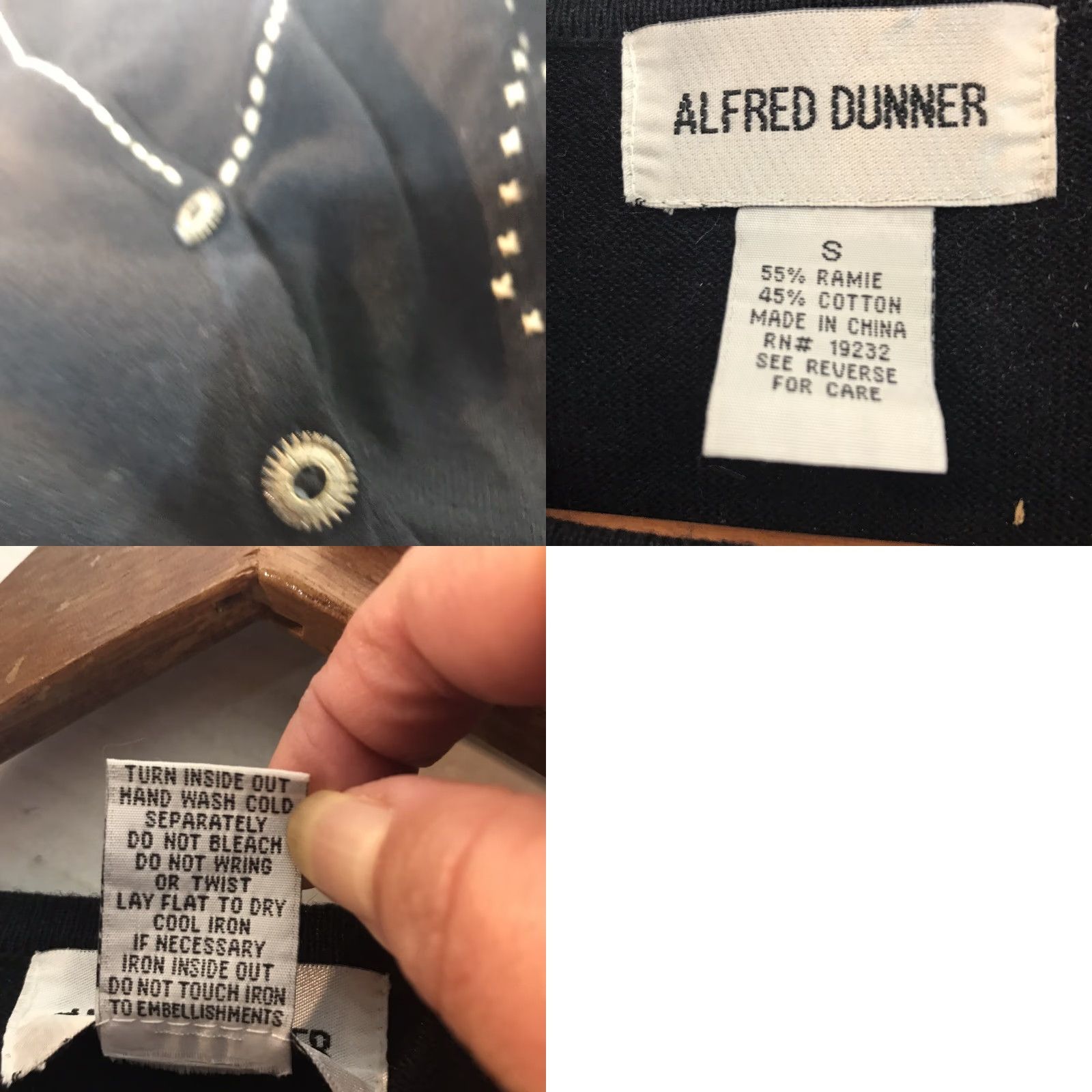 Vintage Vintage Alfred Dunner Women’s Black Cardigan Sweater V-Neck Button Knit Fall Winter Size S / US 4 / IT 40 - 8 Thumbnail