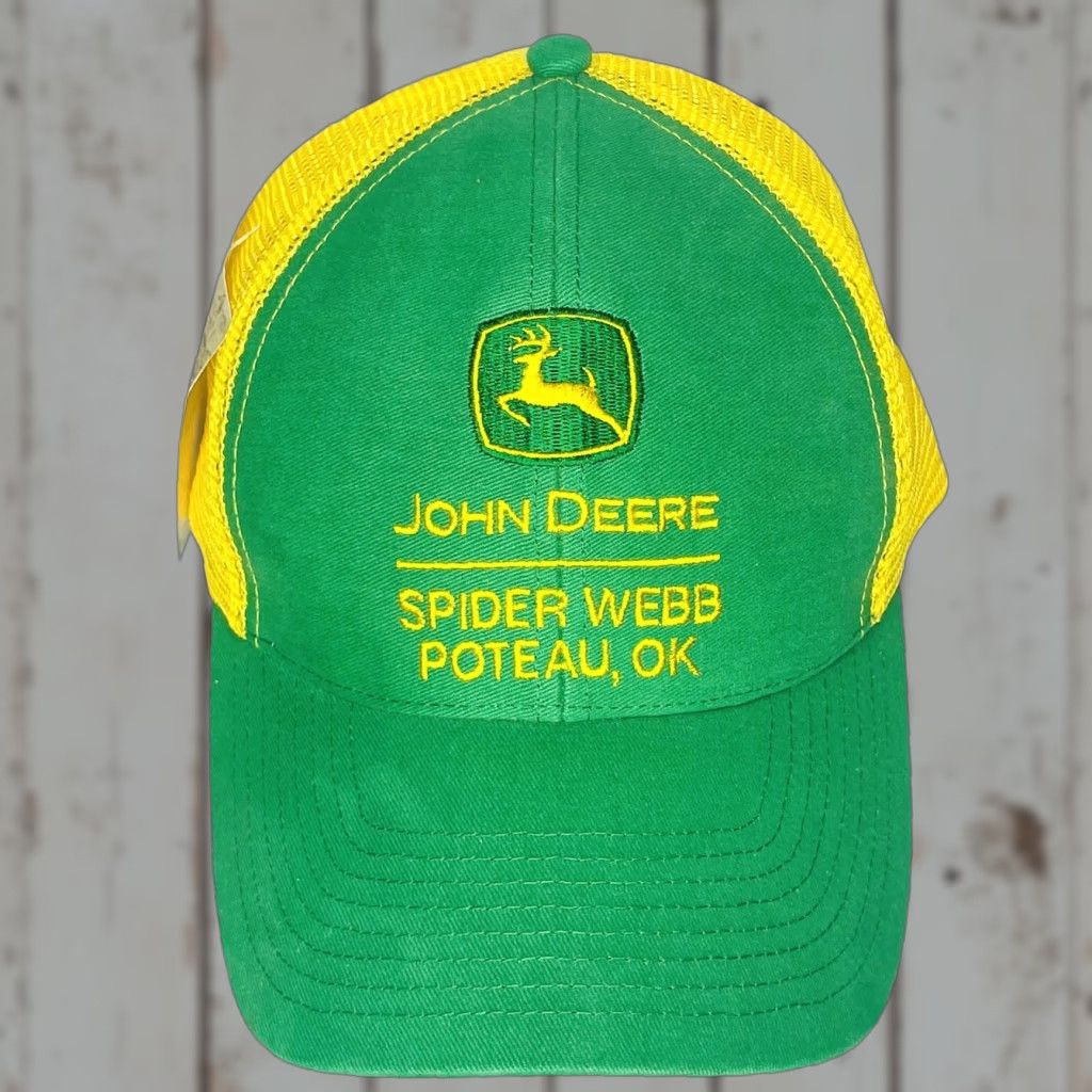 John Deere NWT John Deere Trucker Hat Spider Webb Adjustable Adult Size Green Yellow Size ONE SIZE - 1 Thumbnail