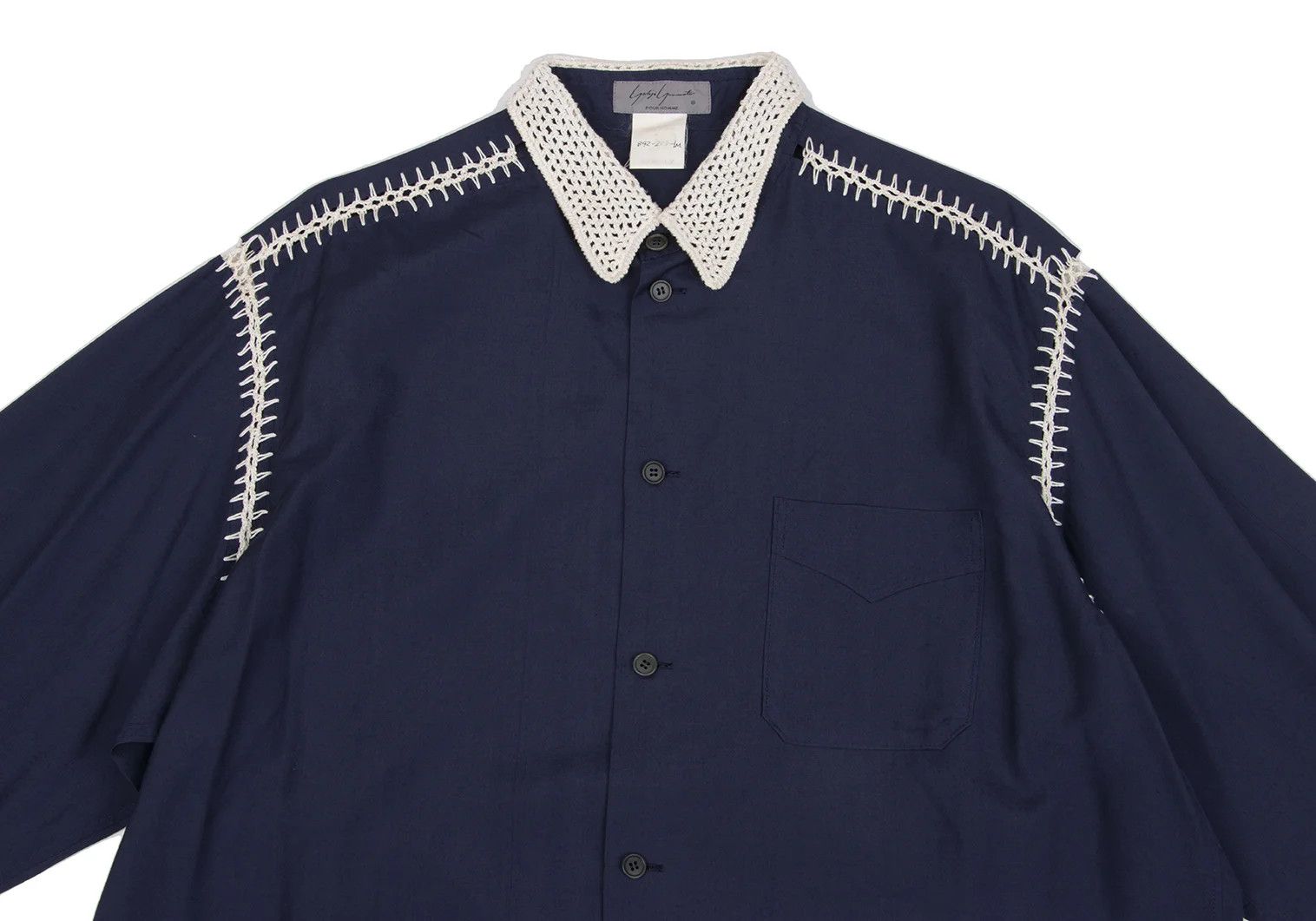 Yohji Yamamoto Yohji Yamamoto Crochet Lace Panel Shirt Size US M / EU 48-50 / 2 - 2 Thumbnail
