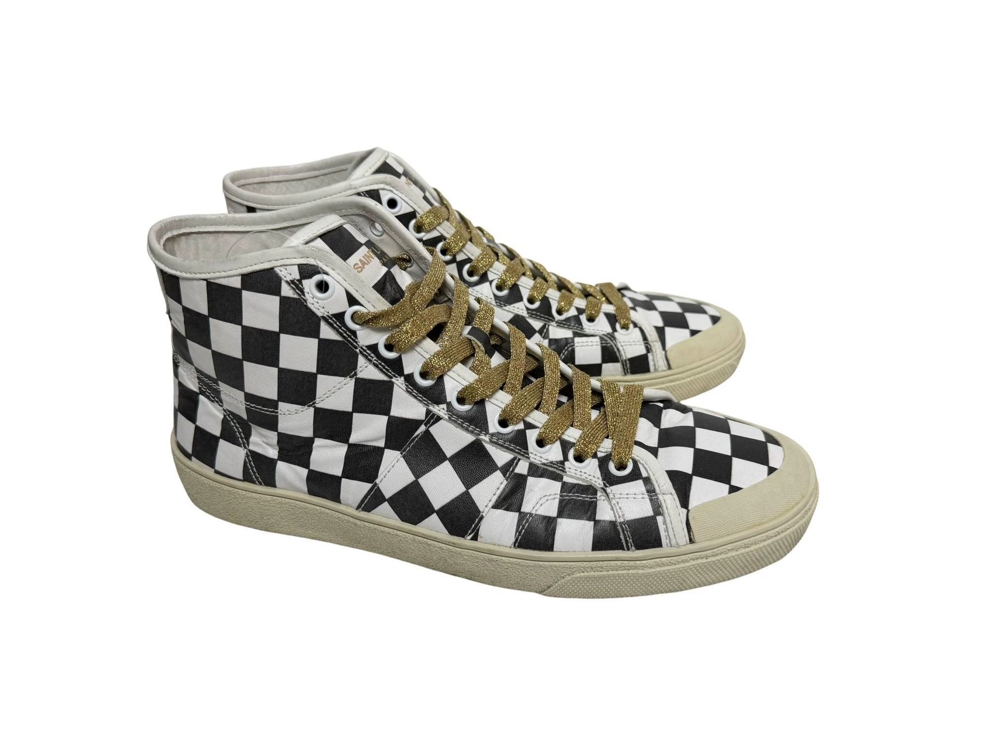 Saint Laurent Paris SLP SS16 SL/37M Checkerboard High-Top Sneaker 42 Size US 9 / EU 42 - 3 Thumbnail