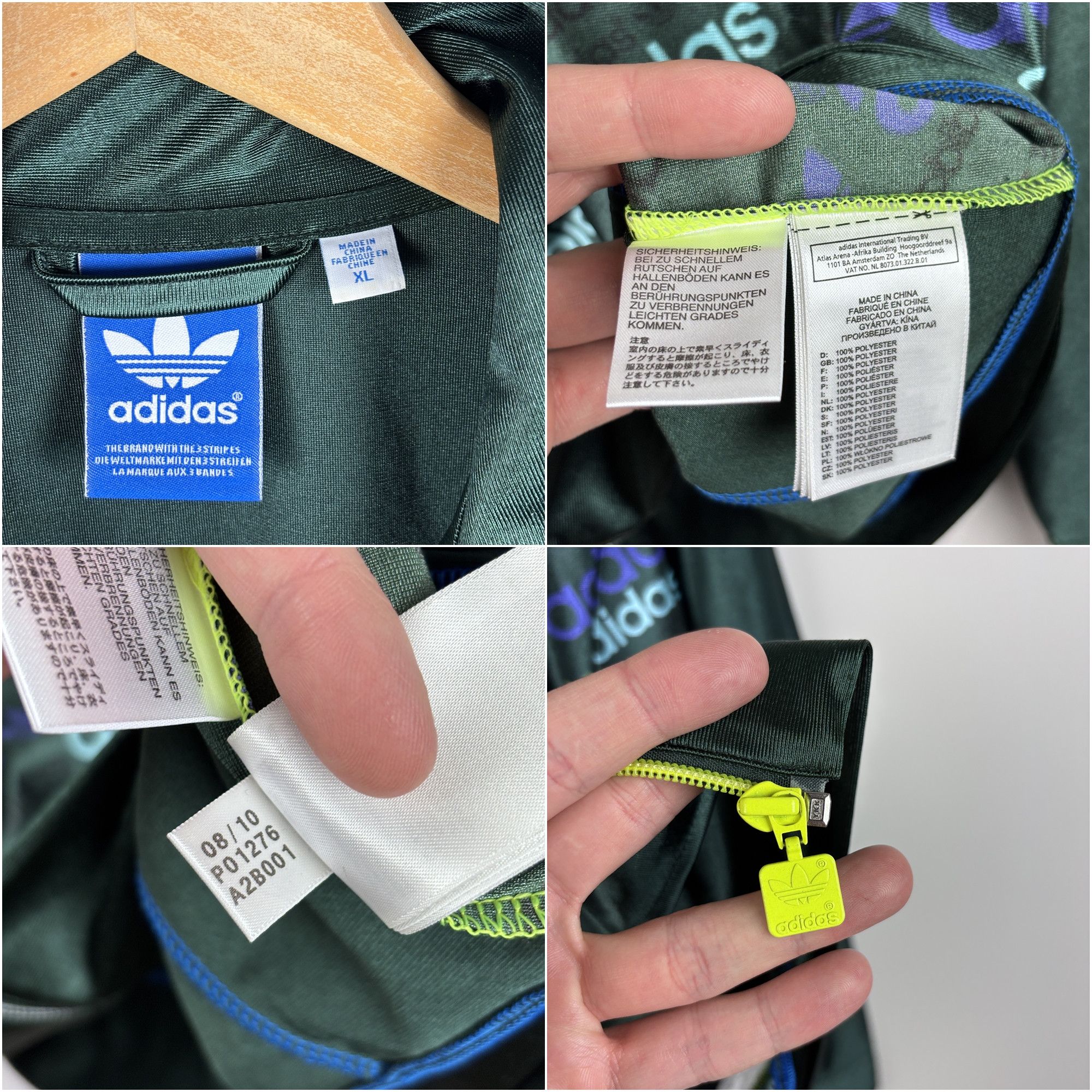 Adidas Mens Adidas Monogam Track Zip Jacket Green Size XL Size US XL / EU 56 / 4 - 6 Thumbnail