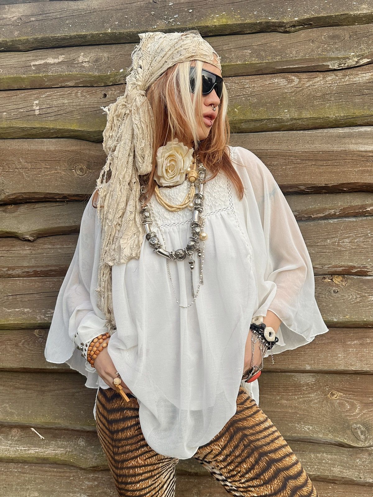Vintage Vintage viscose white boho flowing blouse Size S / US 4 / IT 40 - 5 Thumbnail