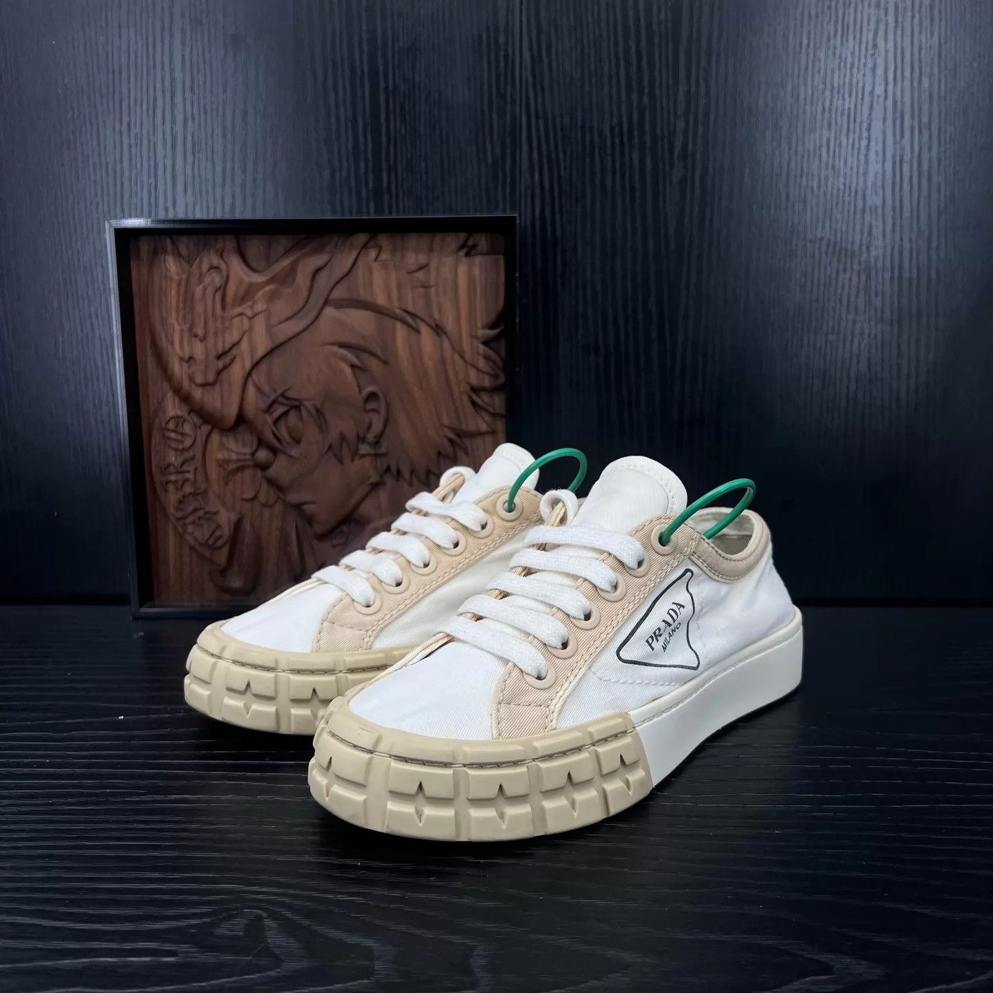 Prada PRADA Wheel White Brown 36 (New, Boxed) Size US 5.5 / IT 35.5 - 1 Thumbnail