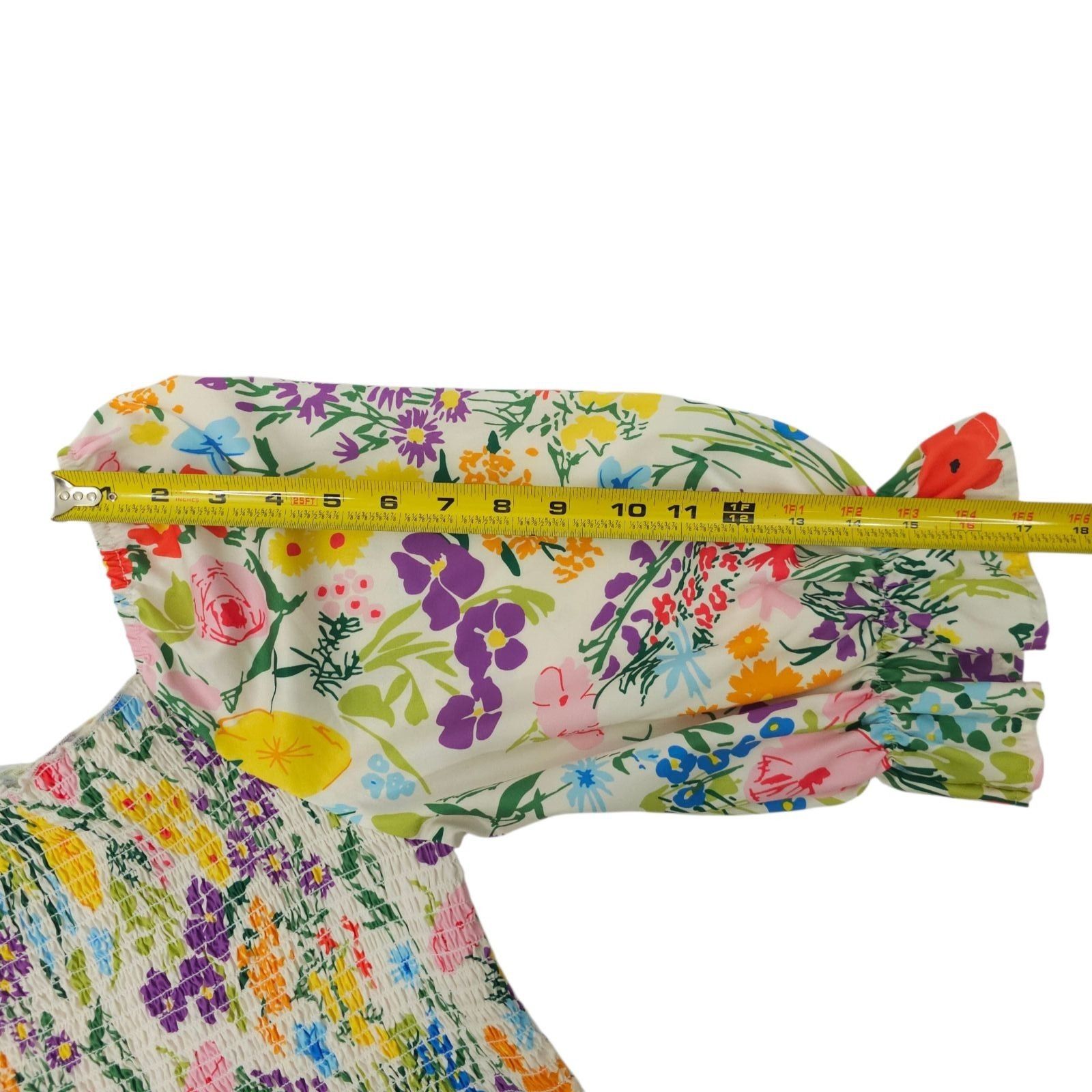 Other Sunday Up Maxi Dress L Floral Shirred Bodice Puff Sleeves Size L / US 10 / IT 46 - 14 Thumbnail
