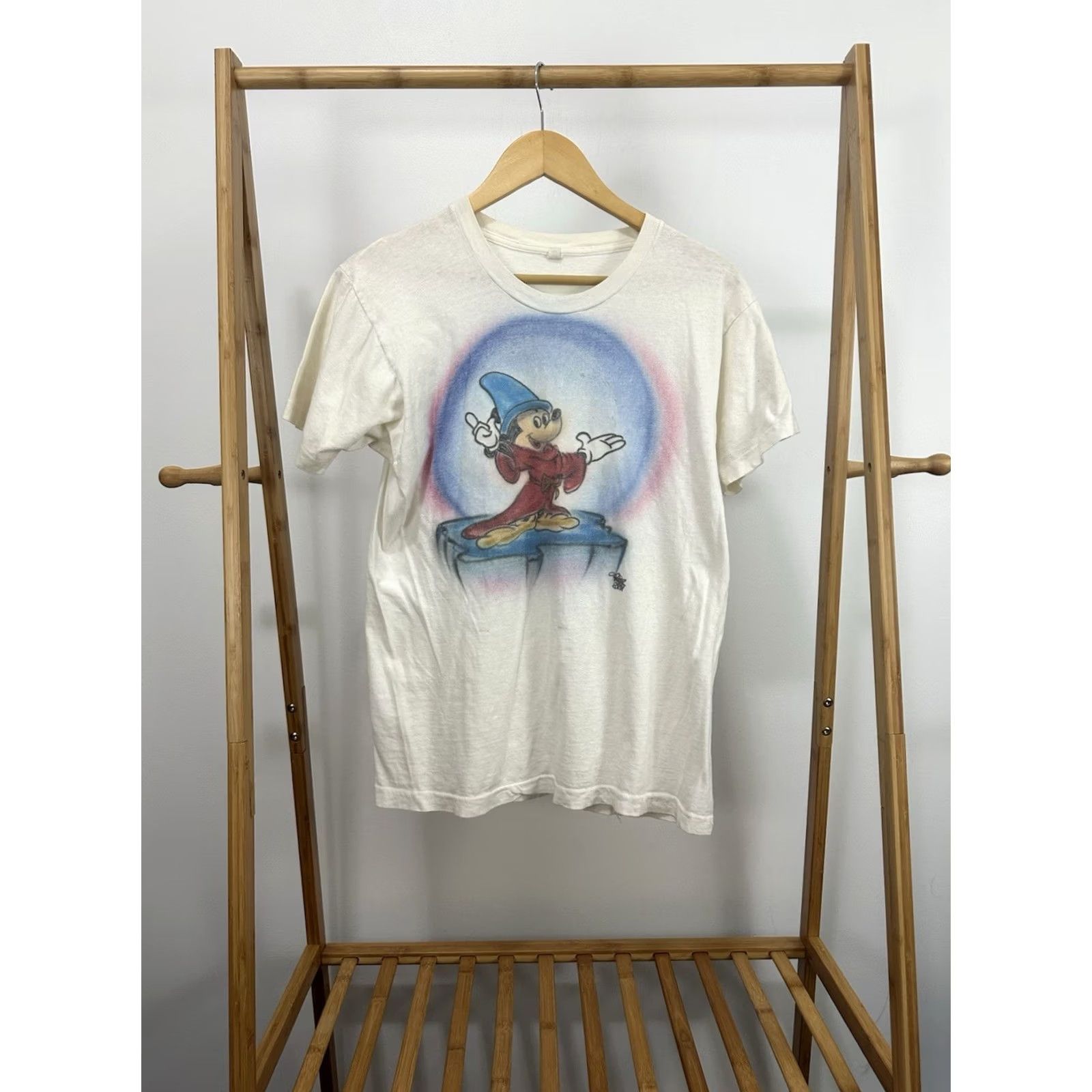 Fruit Of The Loom VTG 80s Mickey Mouse Fantasia Disney Airbrush Paper Thin FOTL Art T-Shirt L Mens White Disney Shirt Size US L / EU 52-54 / 3 - 2 Thumbnail