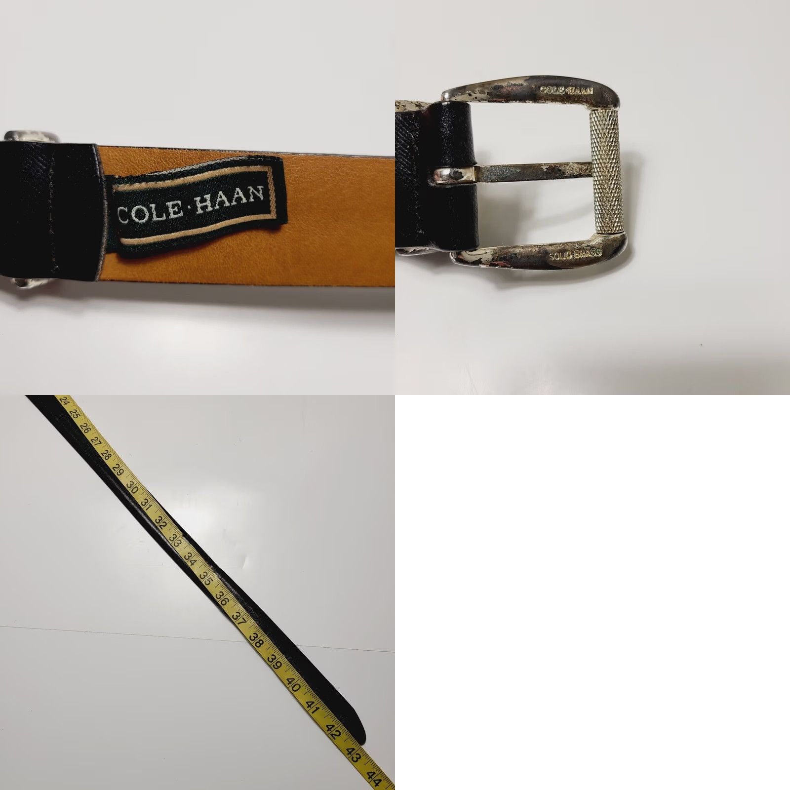 Cole Haan Cole Haan Belt Black Brown Men 36/90 Genuine Leather Brass Buckle 1-1/4" Belt 1-1/4" Mens Brown Black Leather Brass Buckle 36/90 Size 36 - 8 Thumbnail