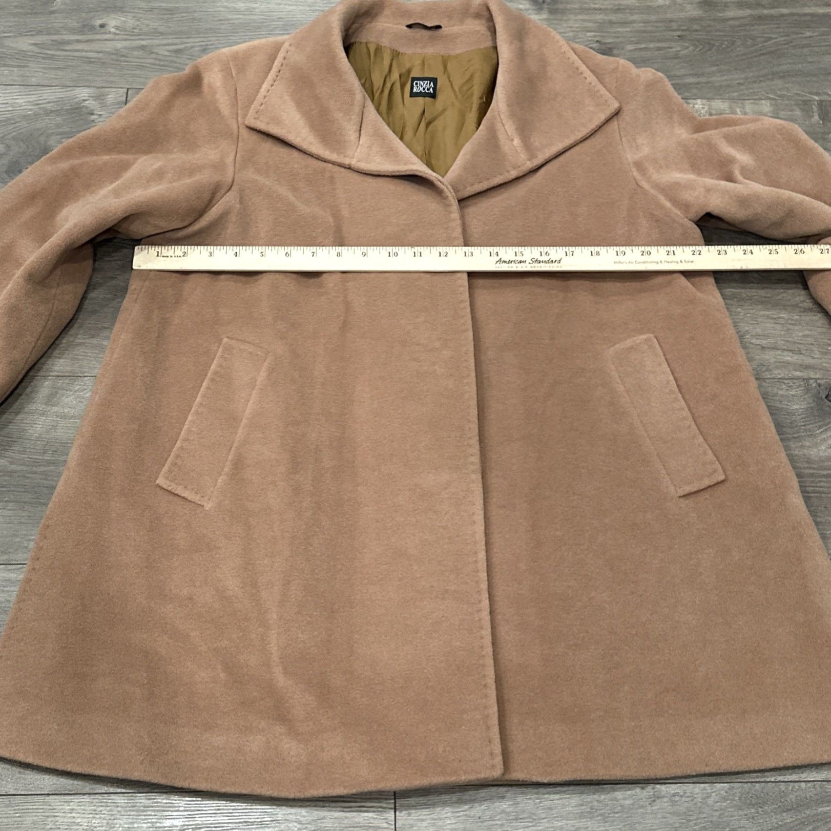 Cinzia Rocca Cinzia Rocca Angora And Wool Camel Coat Jacket/Coat Mid-Length Beige Wool Pockets Button Funnel Neck Women US 12 / GB 16 / IT 48 Size XL / US 12-14 / IT 48-50 - 4 Thumbnail