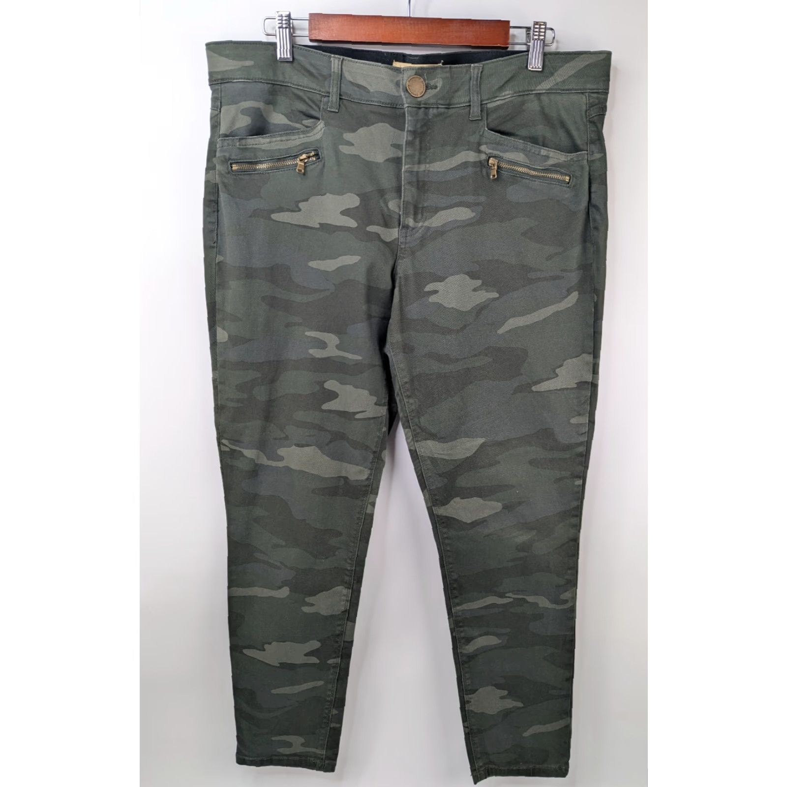Vintage Democracy Jeans Camouflage Stretch Ankle Pants 16 Women Olive Green 28in Inseam Size 38" / US 16 / IT 52 - 2 Thumbnail