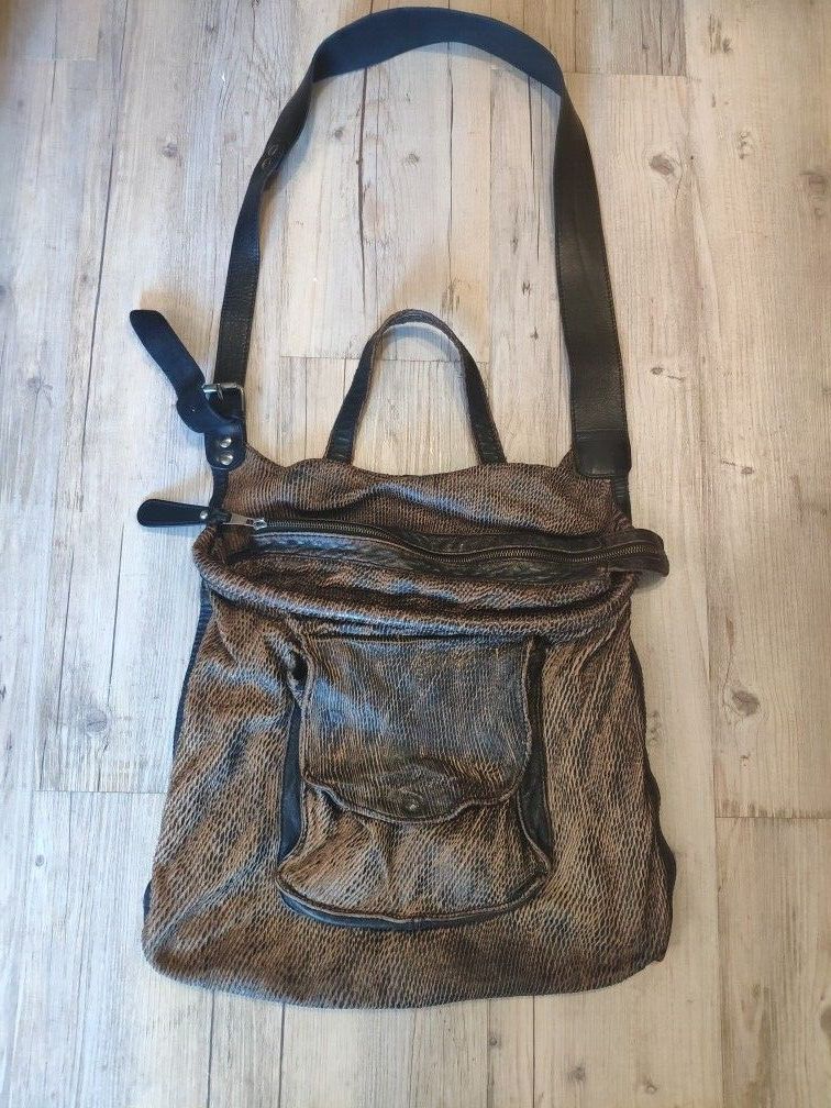 Pre-owned Giorgio Brato Brown Washed Leather Shoulder Bag.like Rick Owens Or Julius