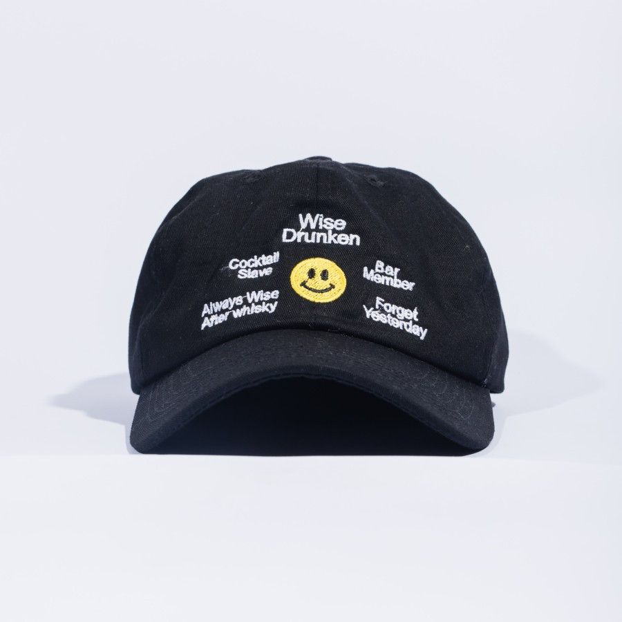 image of Wise Drunken 6 Panel Dad Hat in Black, Men's