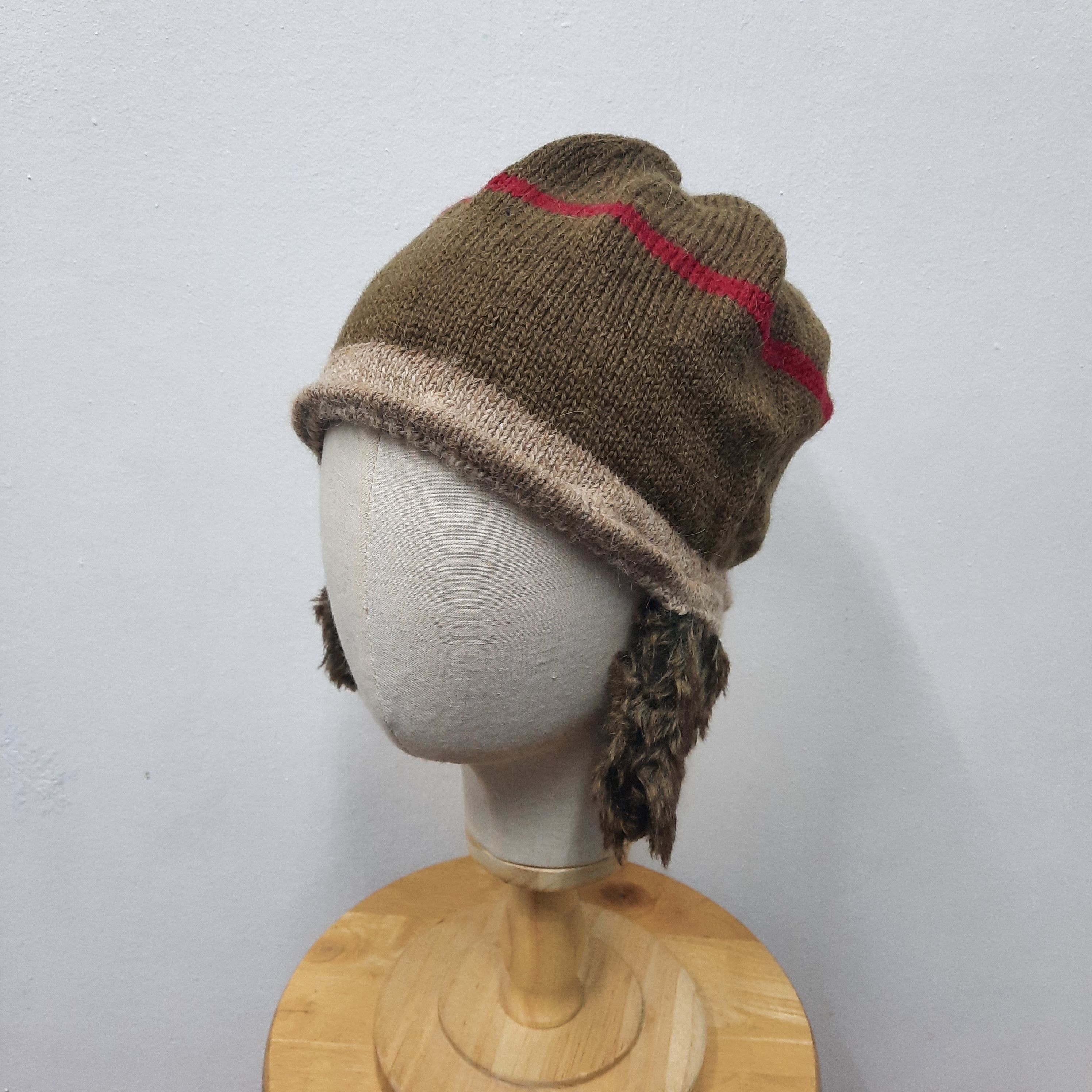 Japanese Brand 🏔 Vintage japanese brand fur wool earflap beanie hat Size ONE SIZE - 2 Thumbnail