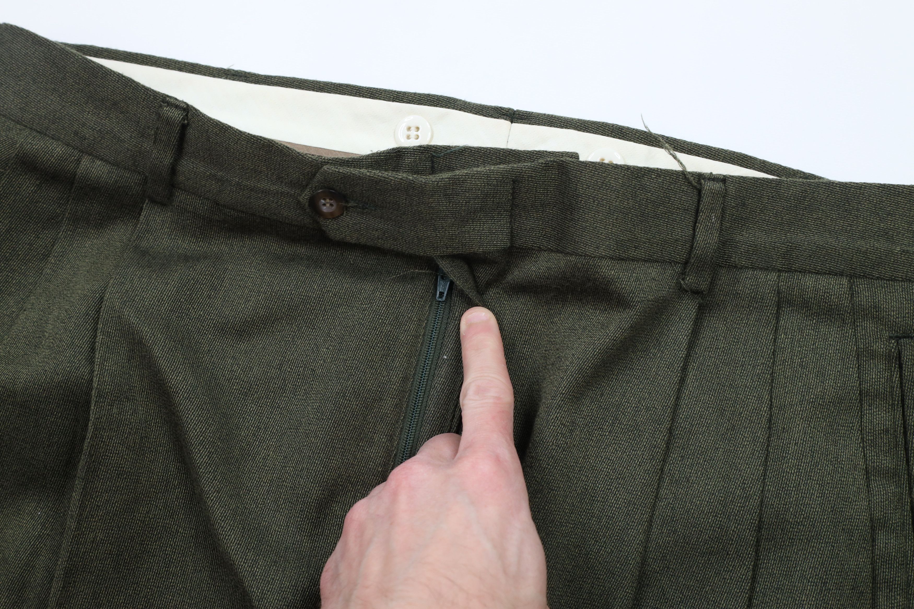 Vintage Vintage 90s Streetwear Pleated Wide Leg Trousers Pants Green Size US 38 / EU 54 - 6 Thumbnail