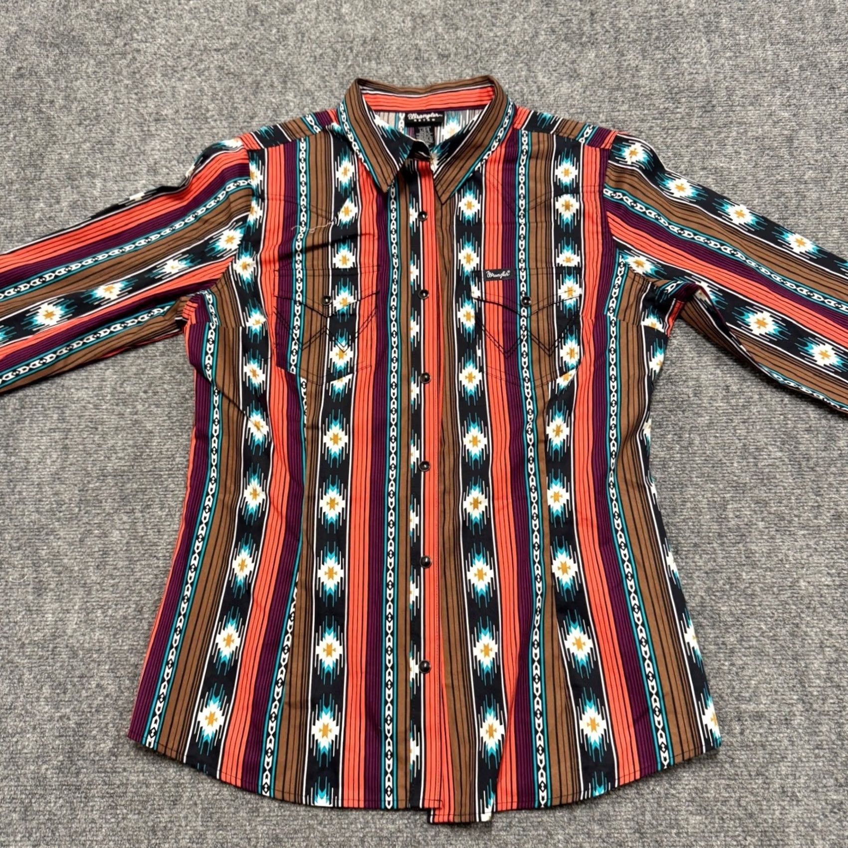 Wrangler Wrangler Dress shirt Women's Large 100% Cotton Multicolor Patterned Native Button Up Retro Size L / US 10 / IT 46 - 7 Thumbnail