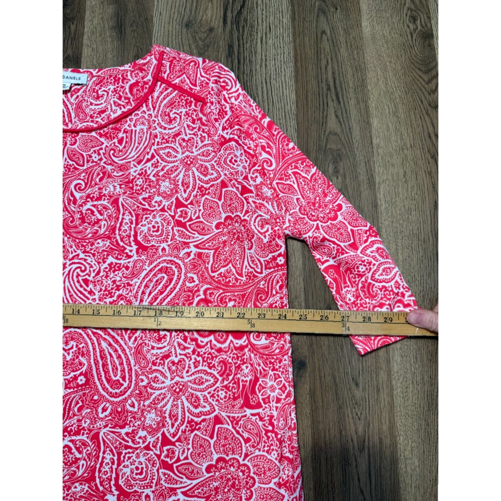 Vintage Emily Daniels Shirt Women's Plus Size 1X Red White Floral Paisley 3/4 Sleeve Size XL / US 12-14 / IT 48-50 - 6 Thumbnail