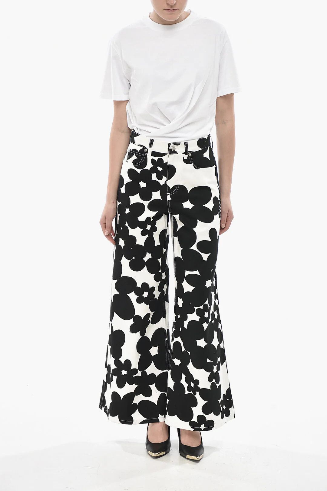 Marni og1mm0326 Gabardine 5-Pocket Cropped-Fit Pant Black & White Size 28" / US 6 / IT 42 - 4 Thumbnail