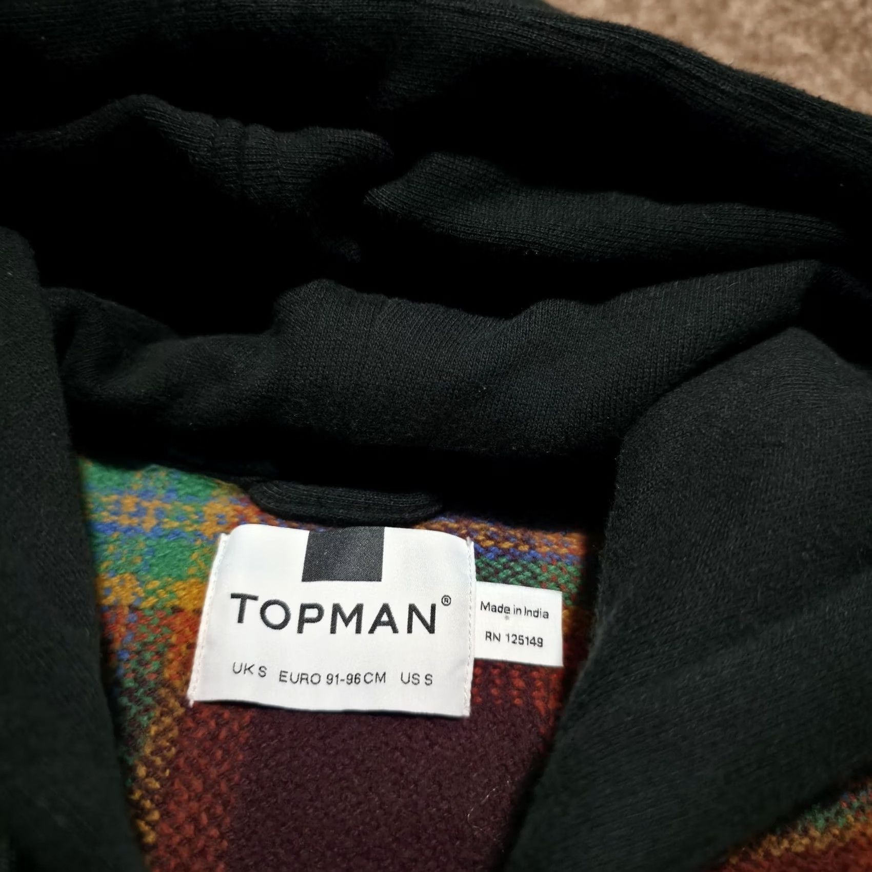 Topman Topman Thick Flannel Hooded Button Up Jacket Shacket Mens Small Multicolor Plaid Pattern Size US S / EU 44-46 / 1 - 2 Thumbnail