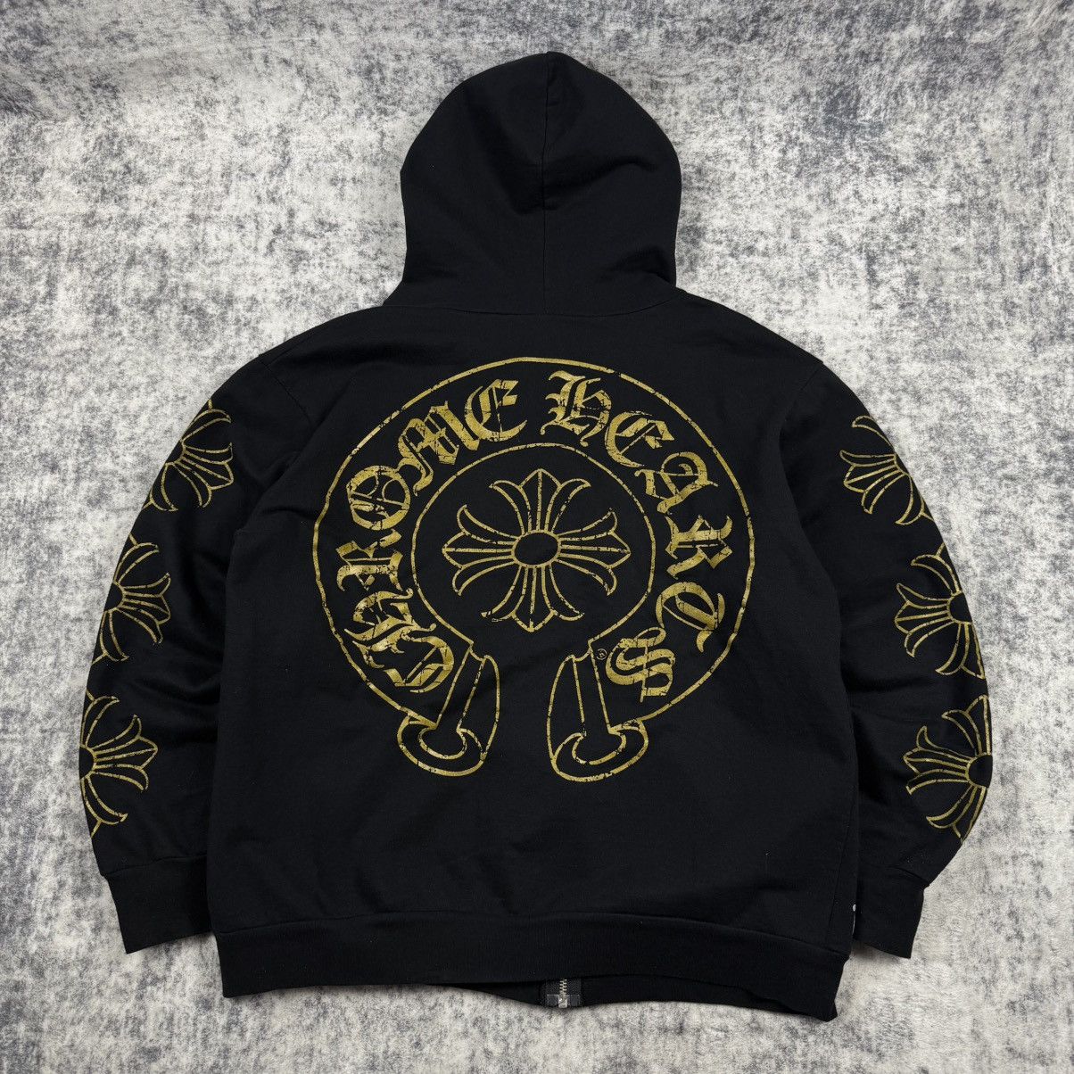 Chrome Hearts Chrome Hearts Vintage Gold Horseshoe Cross Black Zip Hoodie Size US XL / EU 56 / 4 - 7 Thumbnail
