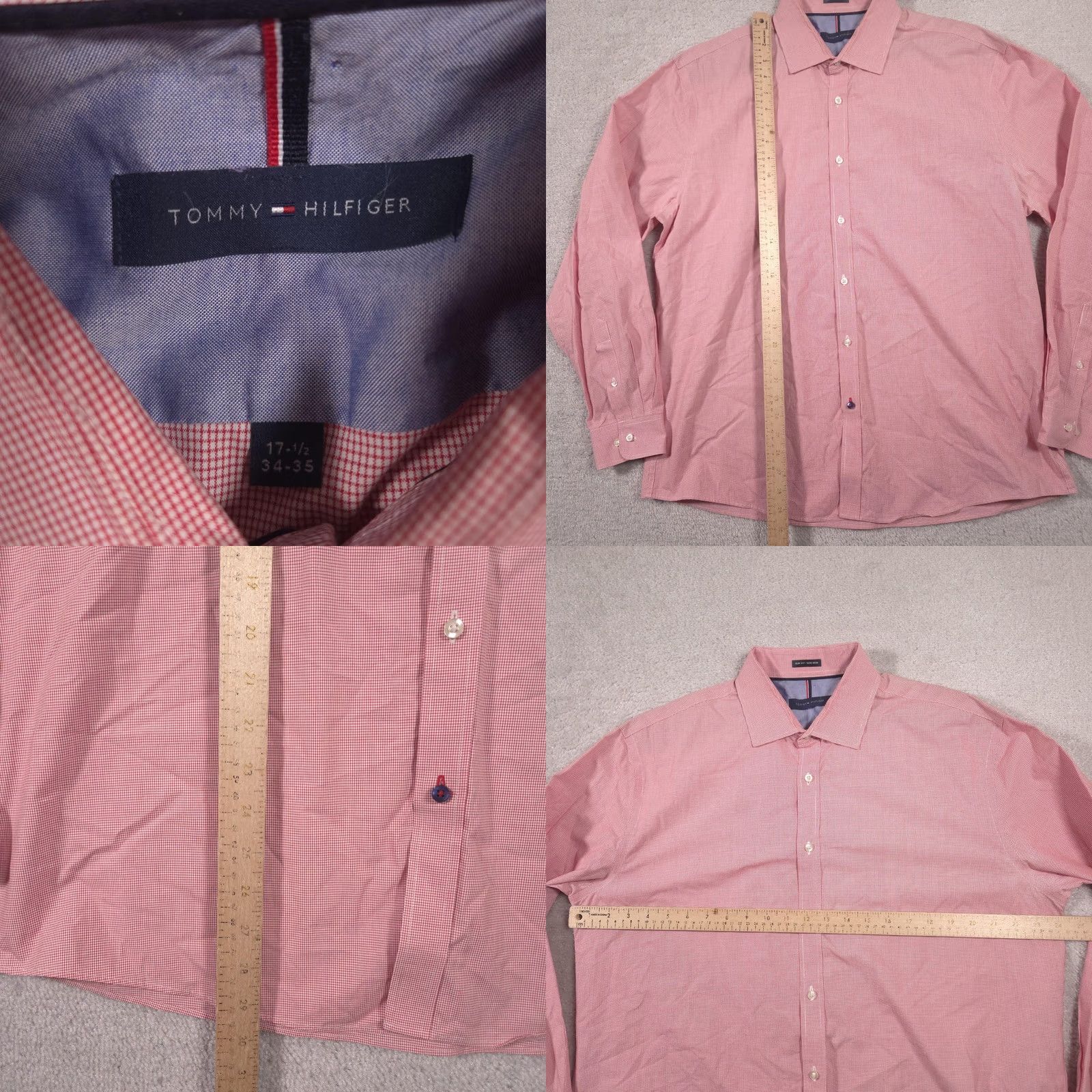 Tommy Hilfiger Tommy Hilfiger Dress Shirt Mens 17.5 34/35 Pink Slim Fit Non-Iron Long Sleeve Shirt Mens Pink Slim Fit Non-Iron Long Sleeve Dress Shirt Size 48R - 8 Thumbnail