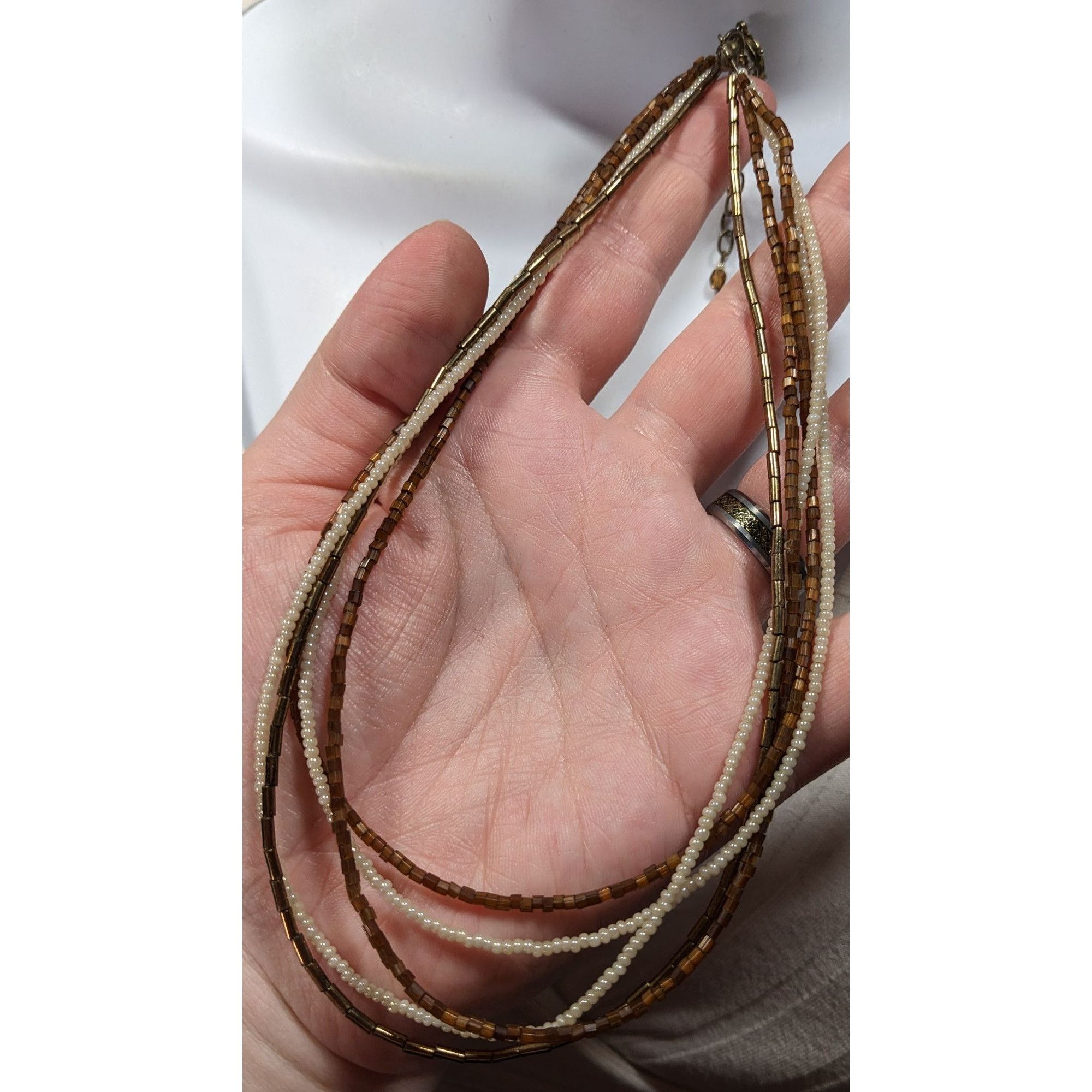 Other NY Earthy Glass Beaded Brown And White Layered Necklace Size ONE SIZE - 5 Thumbnail