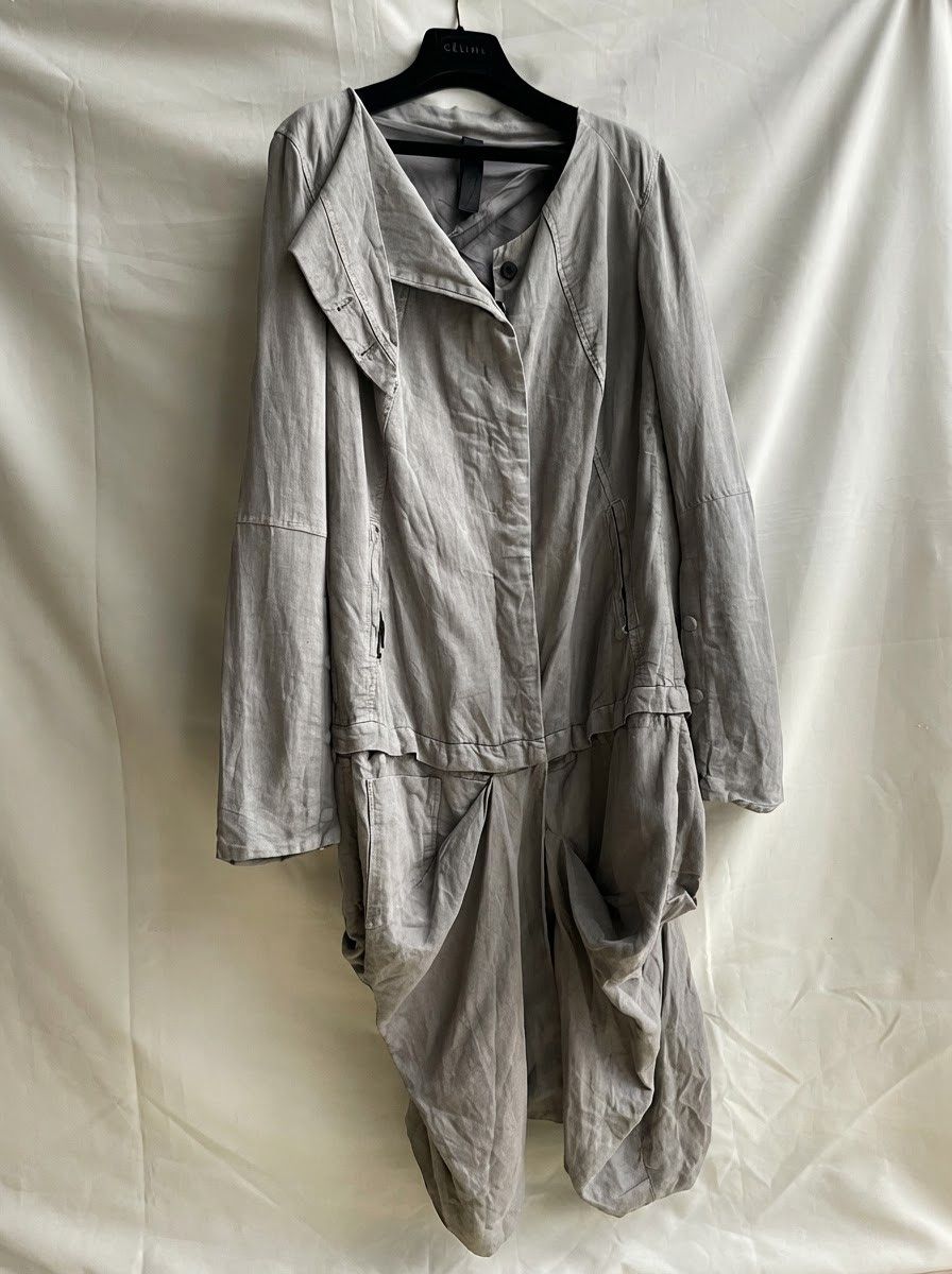 Ilaria Nistri Convertible Detachable Draped Hem Linen Coat
